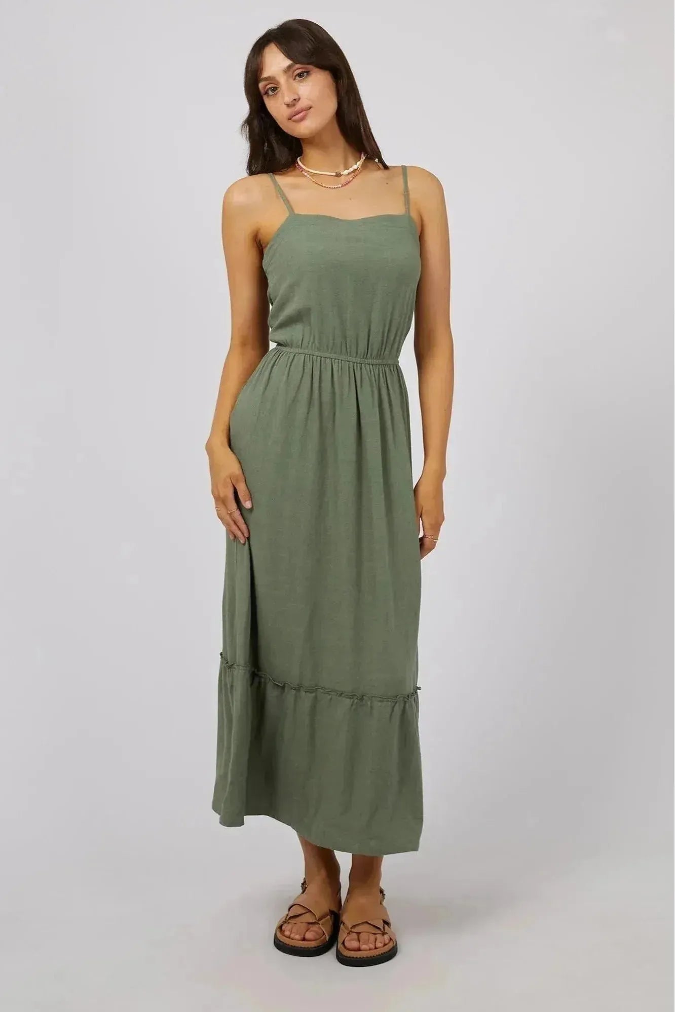 Linen Maxi Dress - Khaki