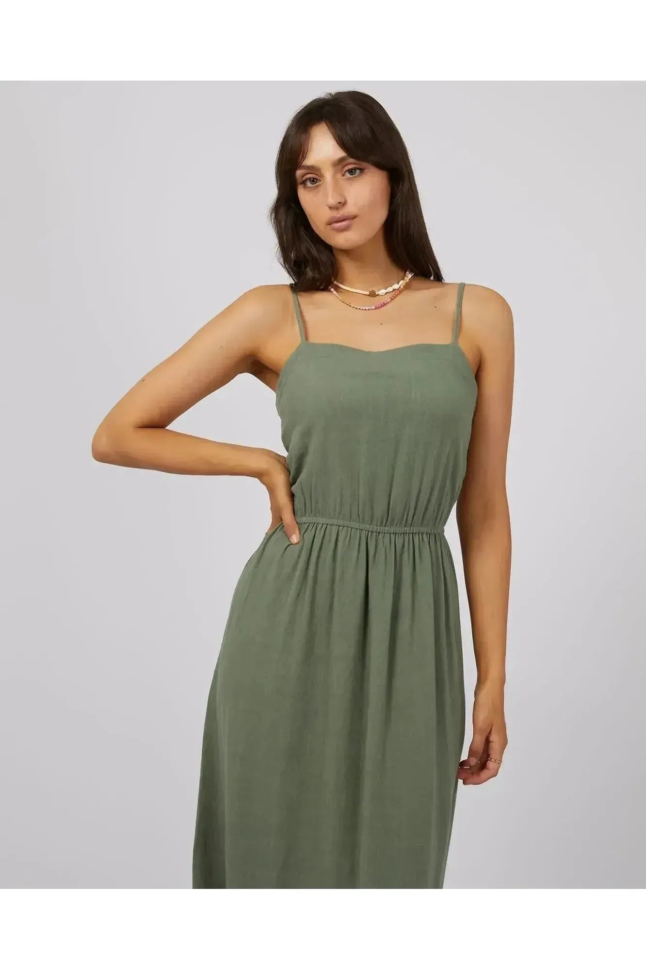 Linen Maxi Dress - Khaki