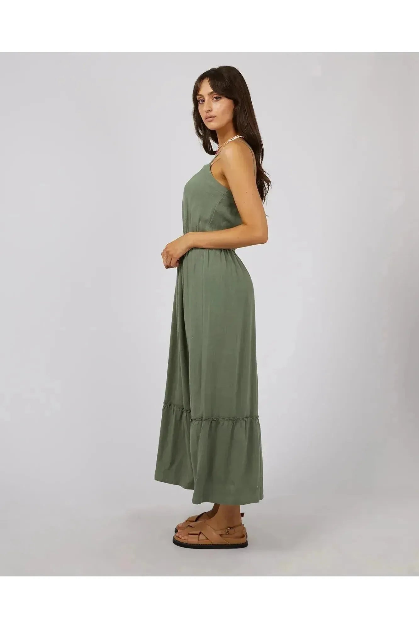 Linen Maxi Dress - Khaki