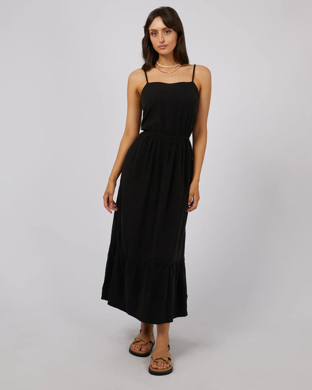 Linen Maxi Dress - Black