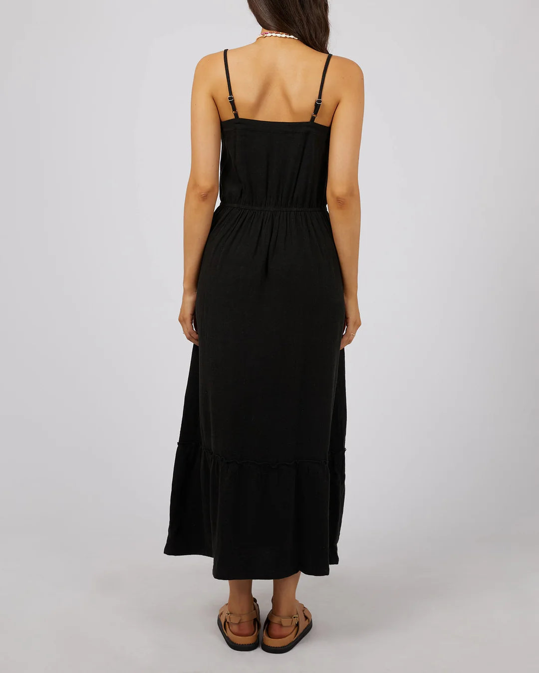 Linen Maxi Dress - Black