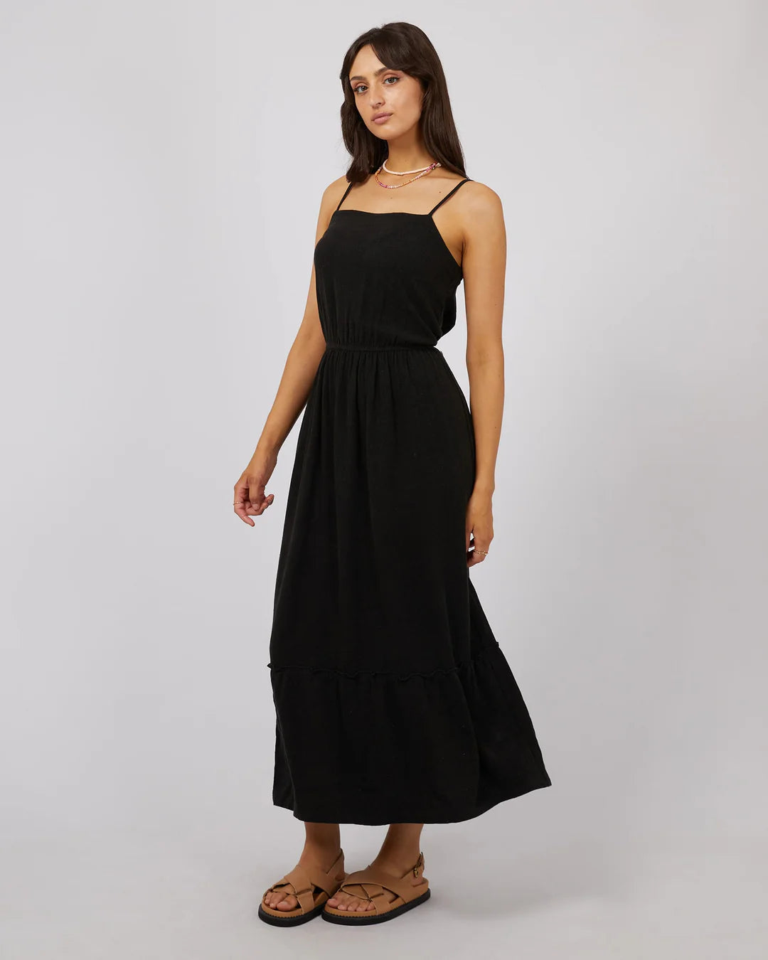 Linen Maxi Dress - Black