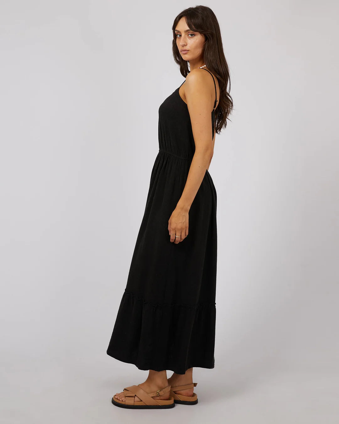 Linen Maxi Dress - Black