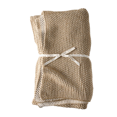 Knit Throw - Cream/Tan