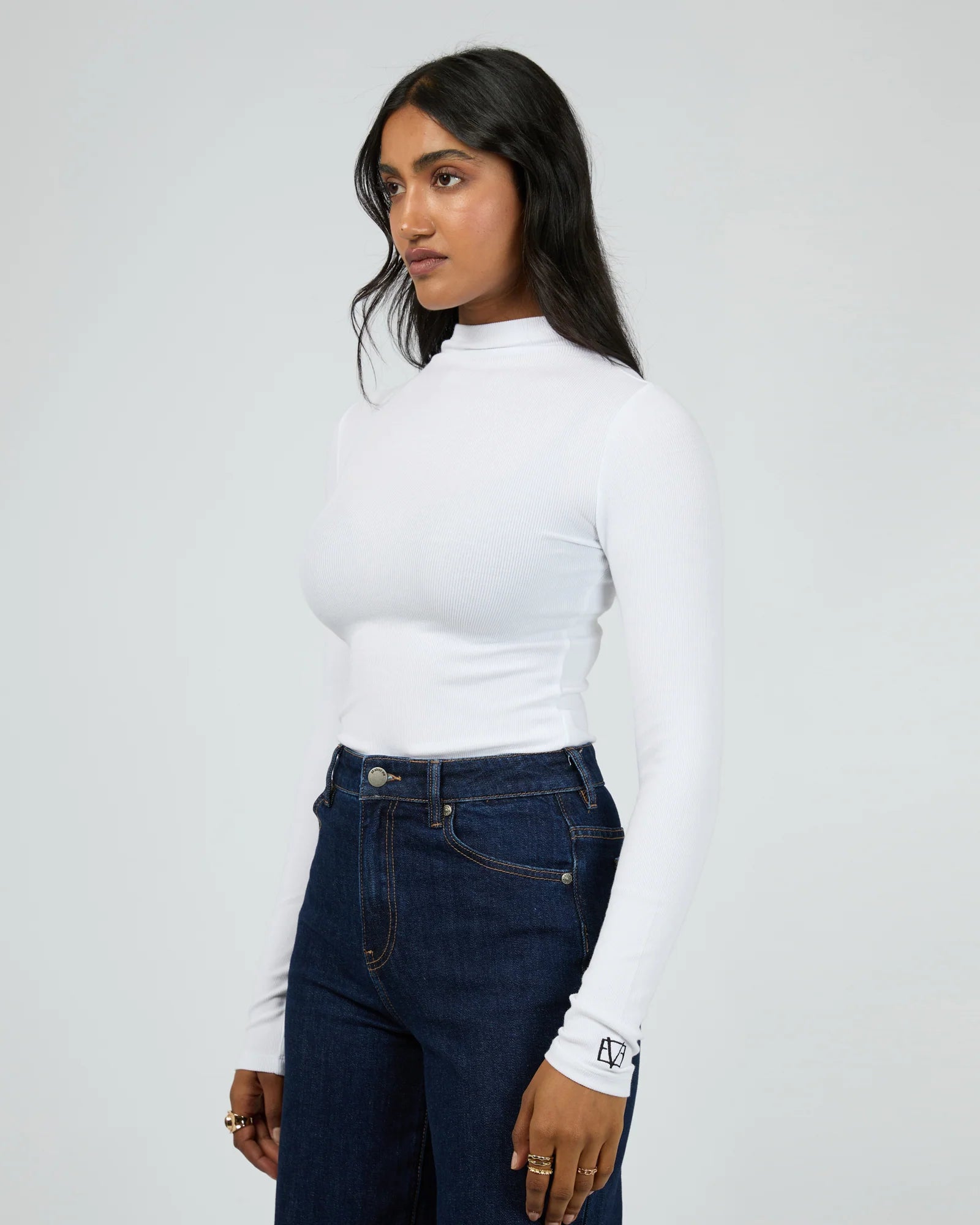 Icon Mock Neck L/S Top - White
