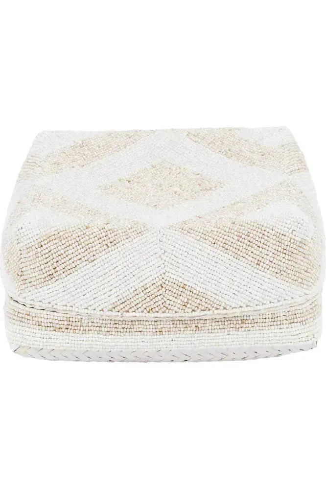 Cowrie Beaded Box - White Natural