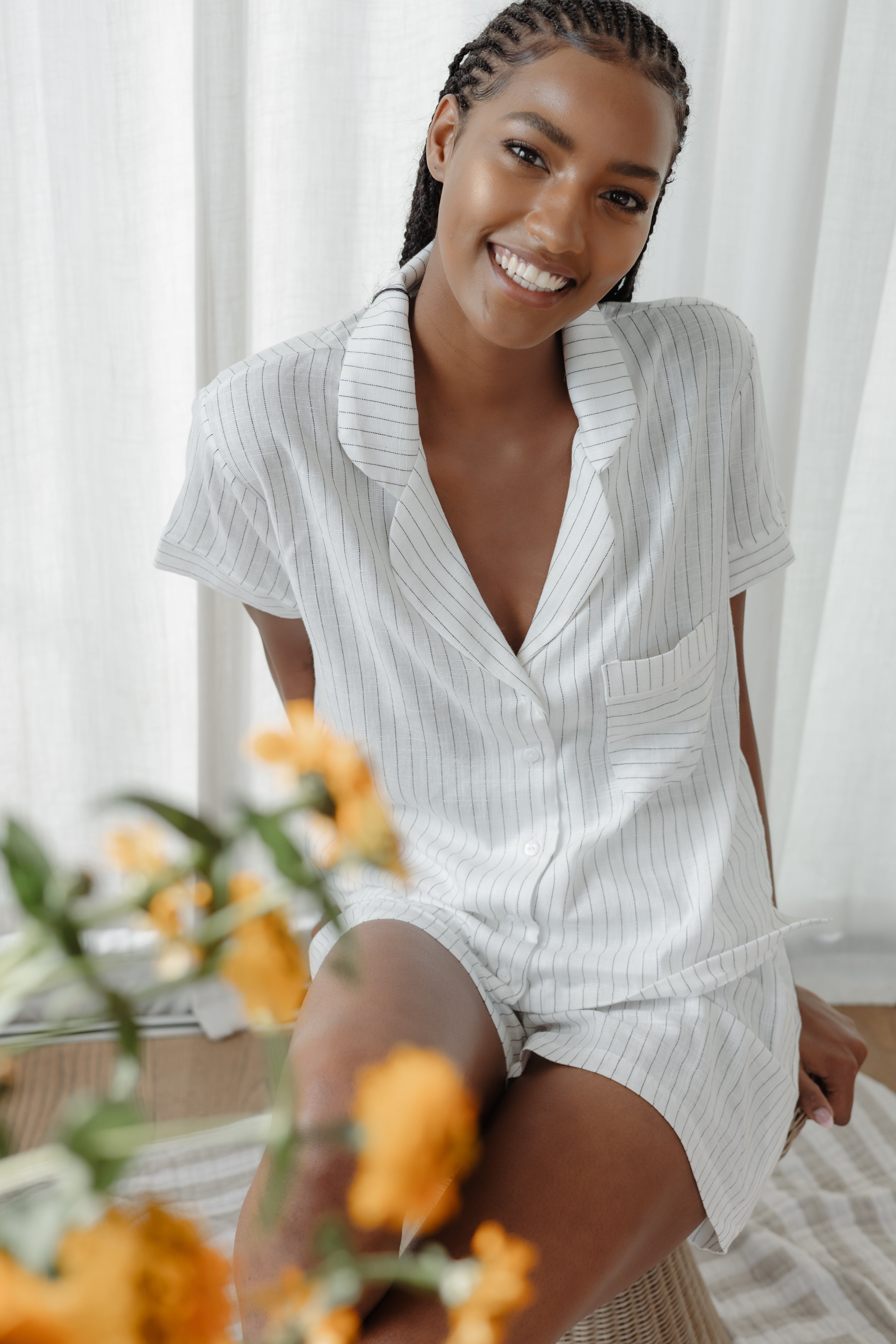 Short Sleeve + Short Set - White