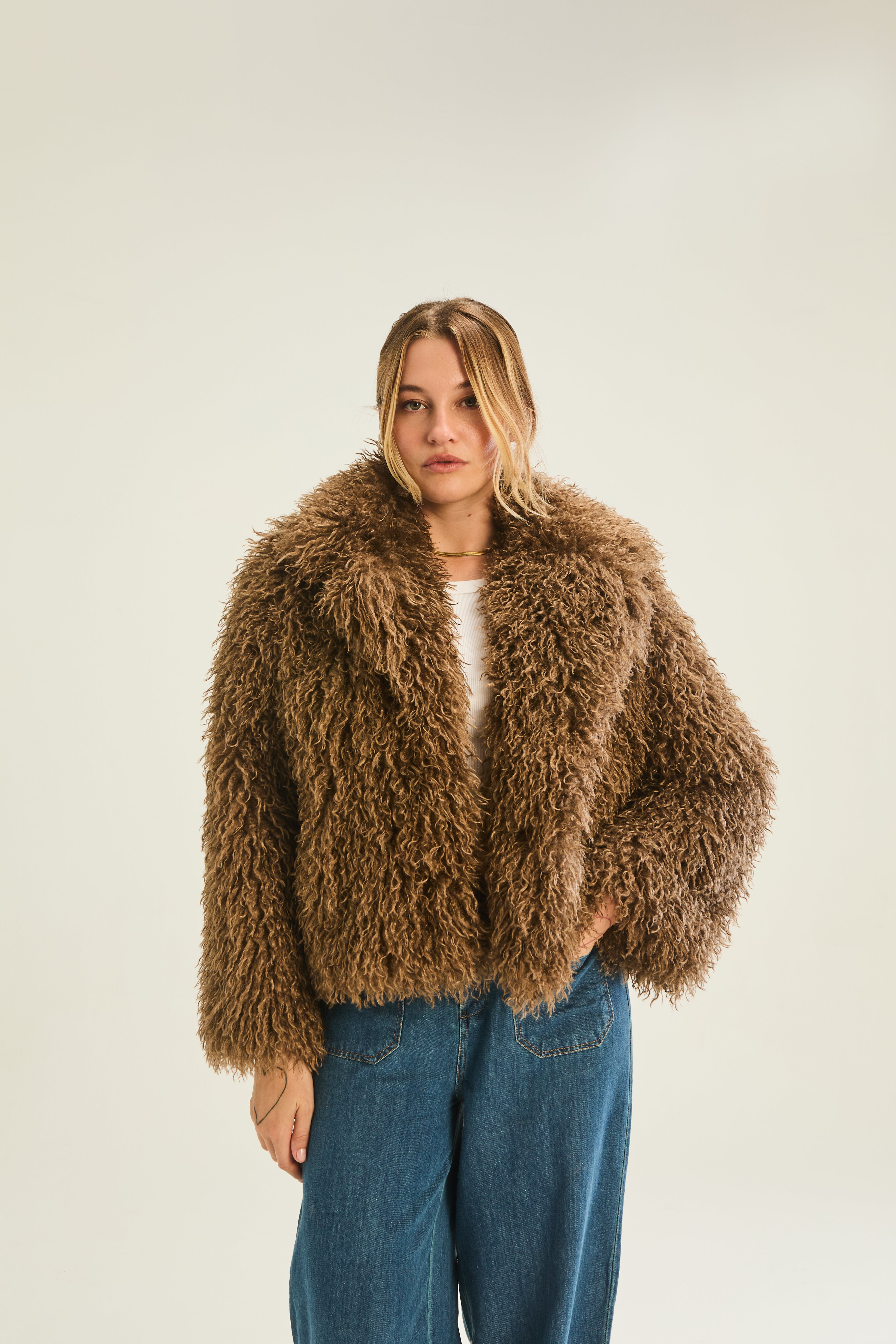 Vancouver Shaggy Jacket - Toffee