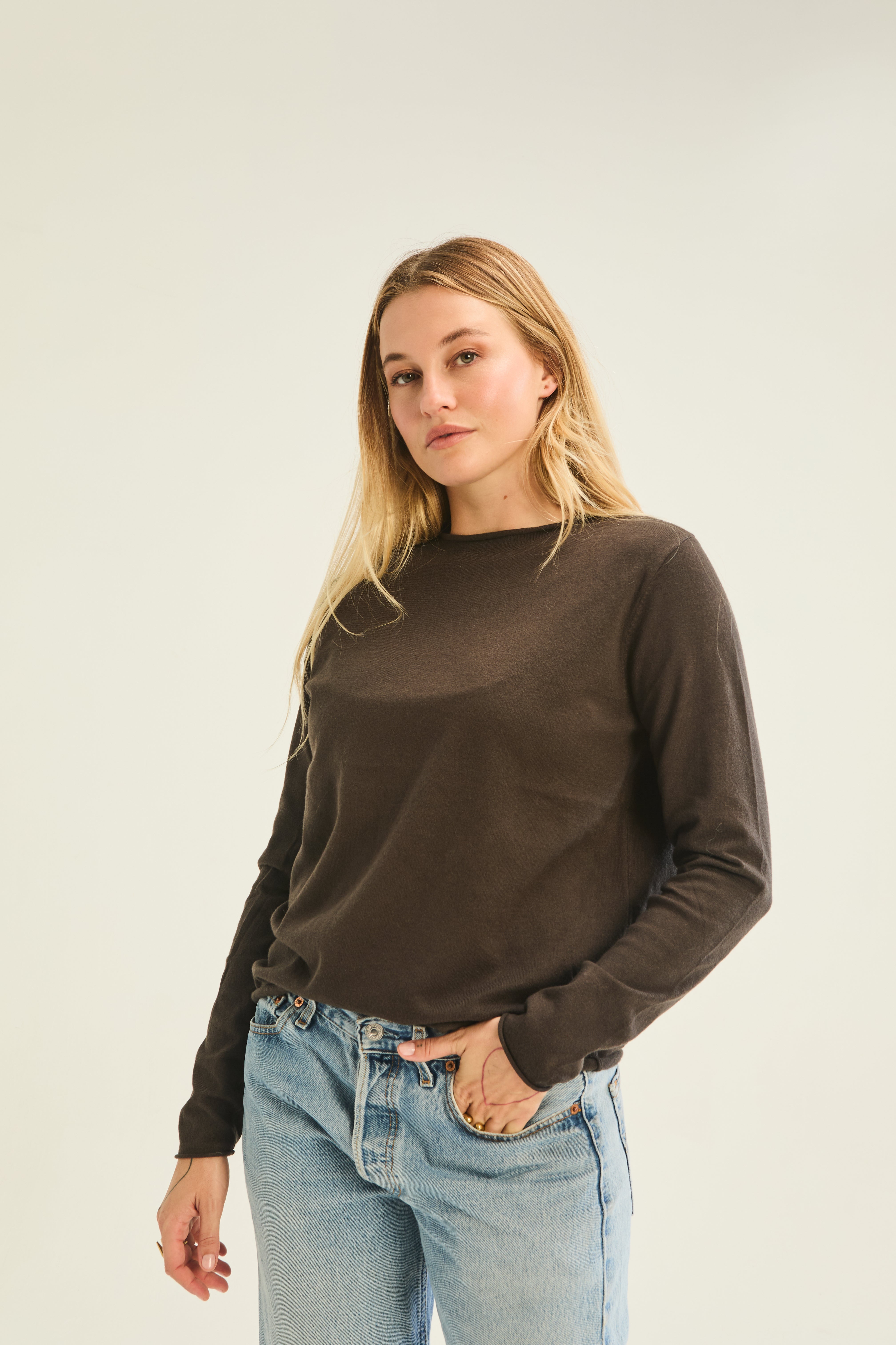 Milan Roller Neck Jumper - Choc