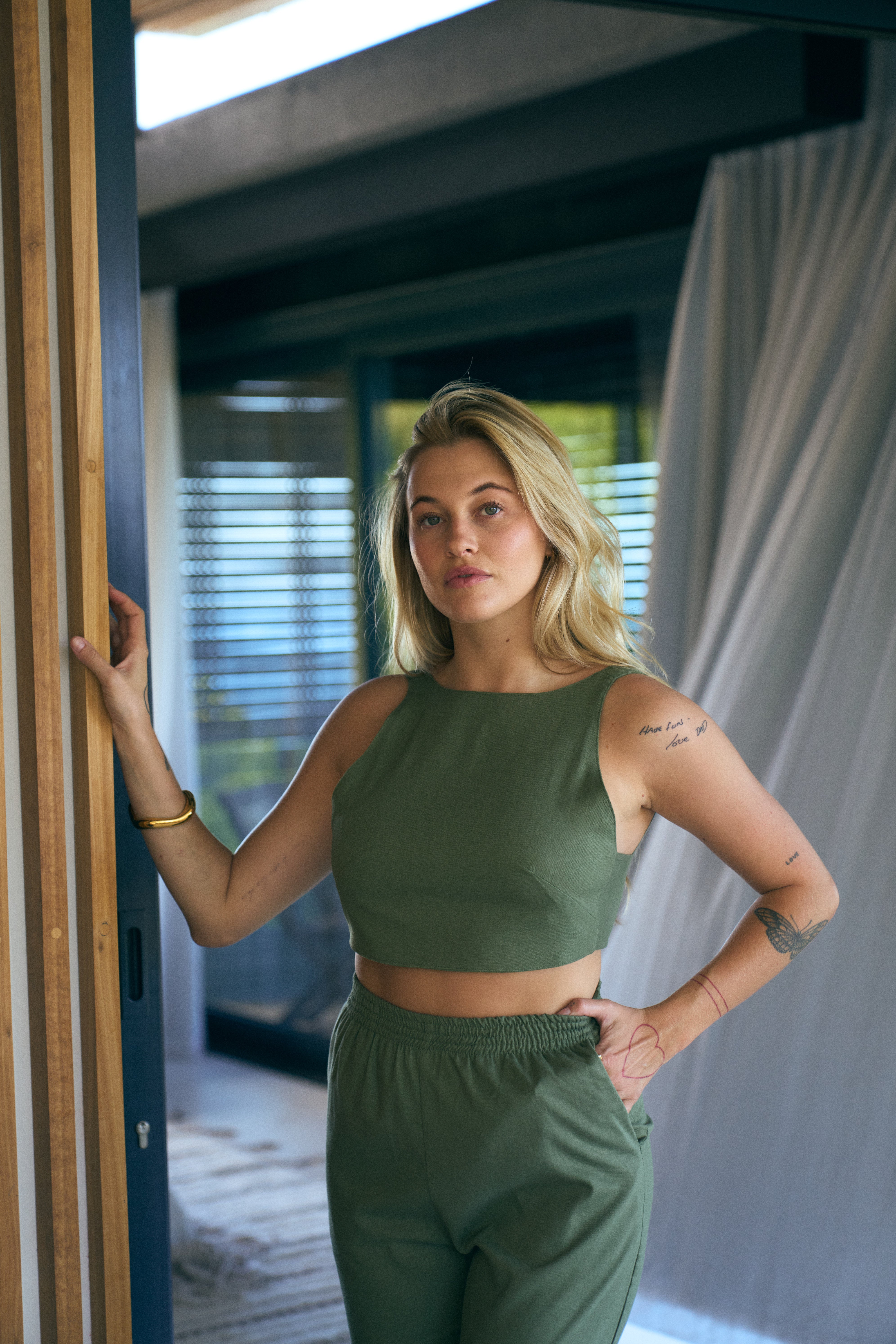 Holster Tie Back Top - Green Tea