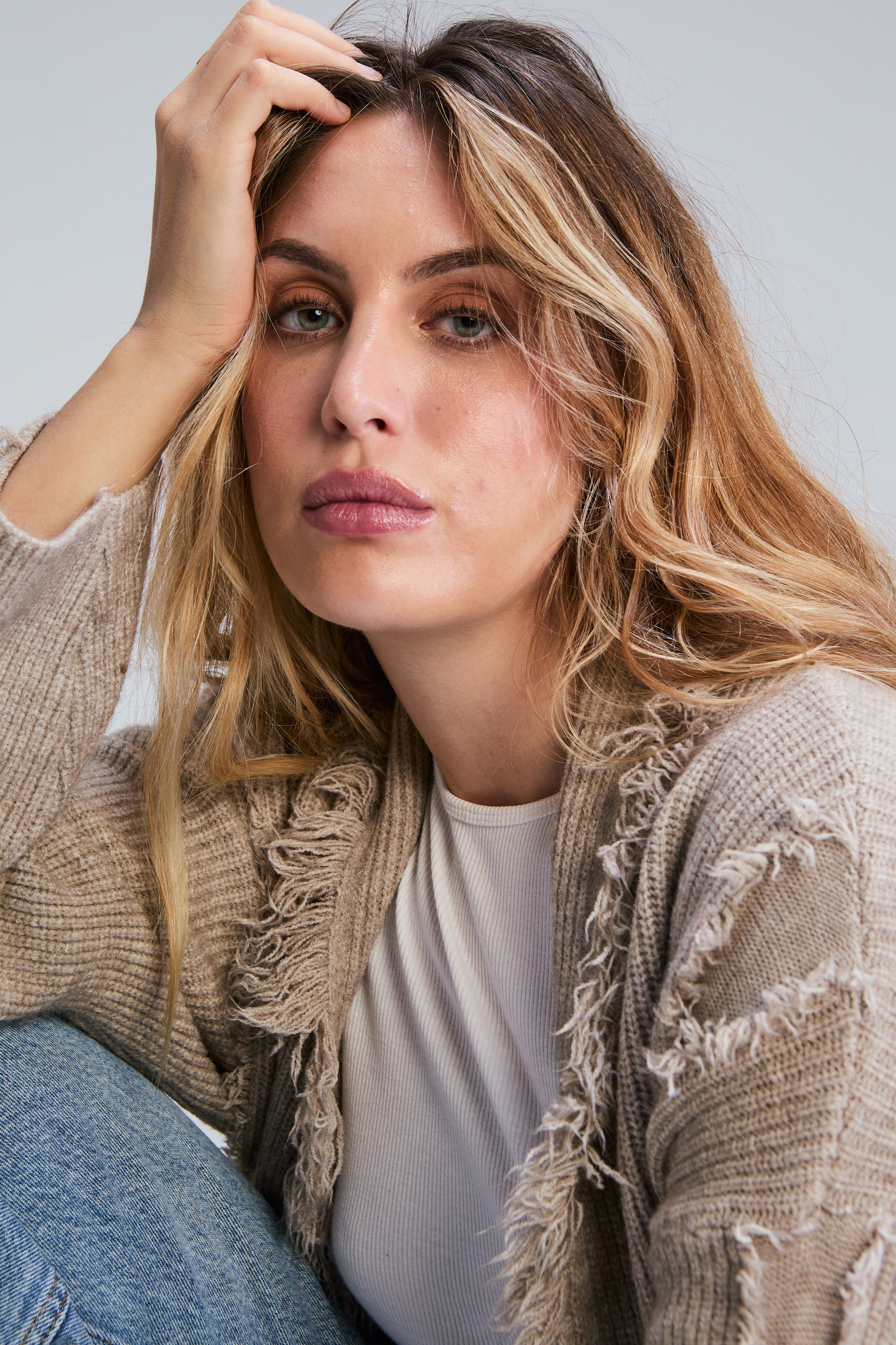 Sorrento Fringed Cardigan - Oatmeal