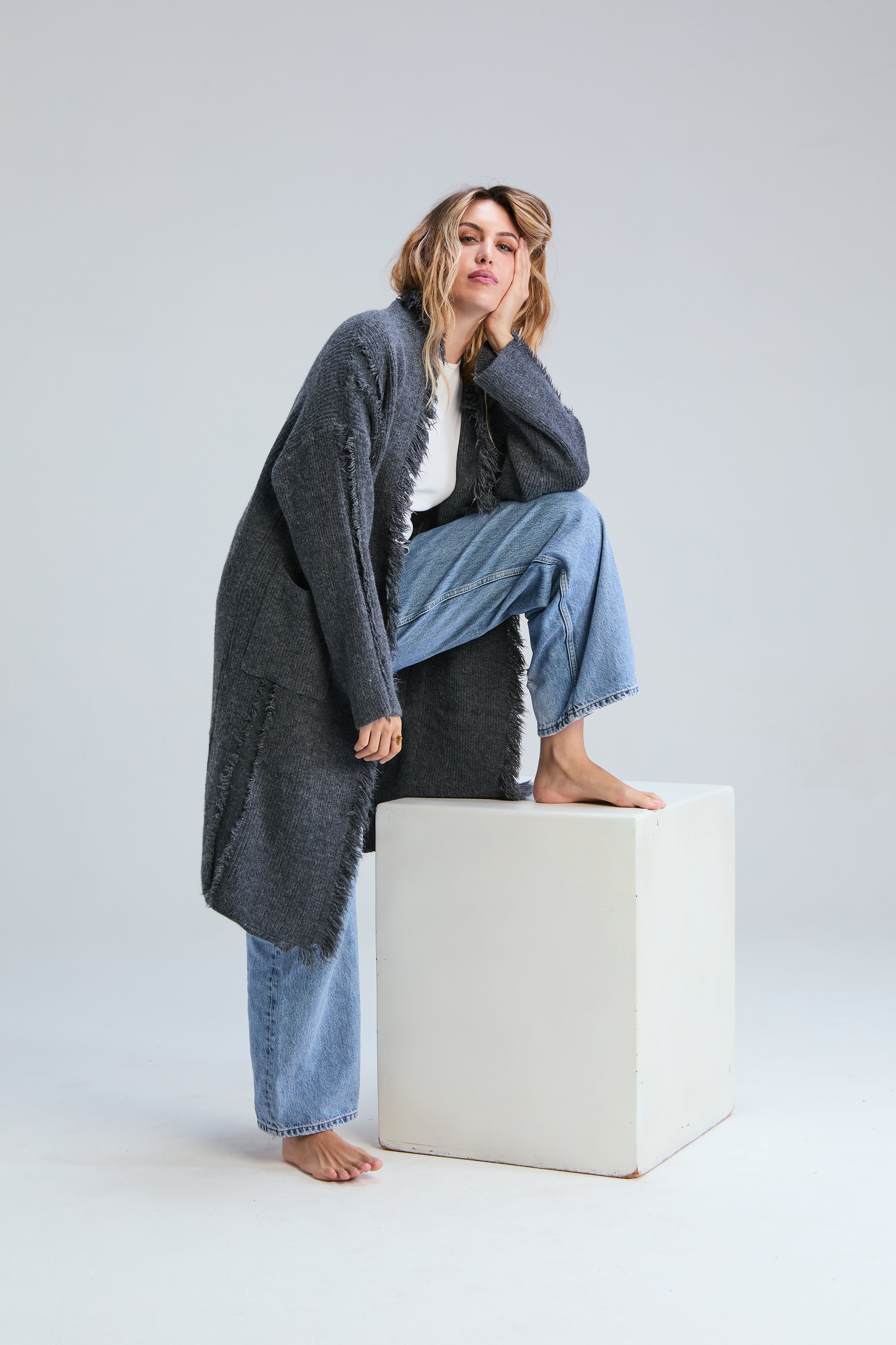 Sorrento Fringed Cardi - Storm Grey