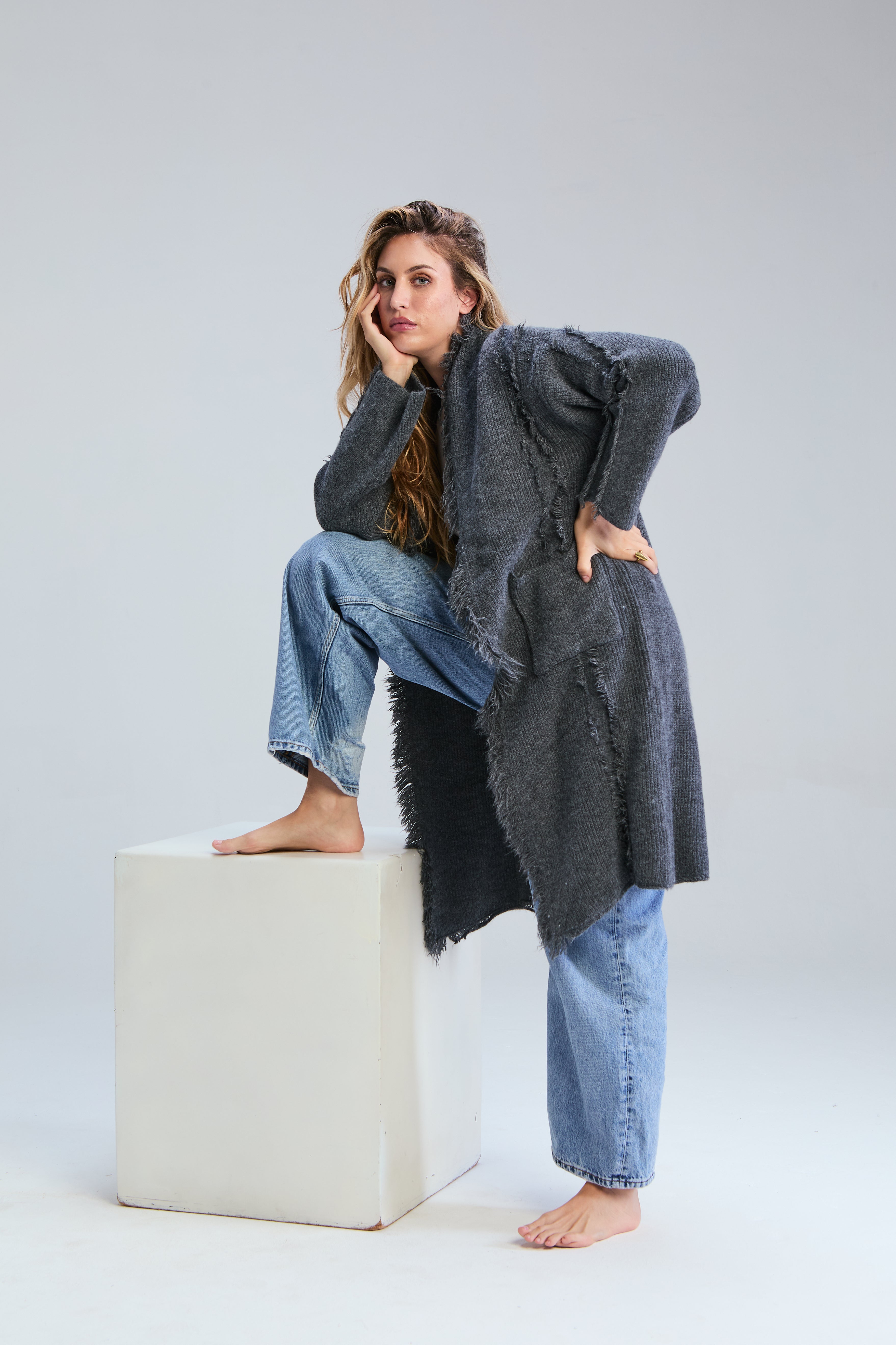 Sorrento Fringed Cardi - Storm Grey