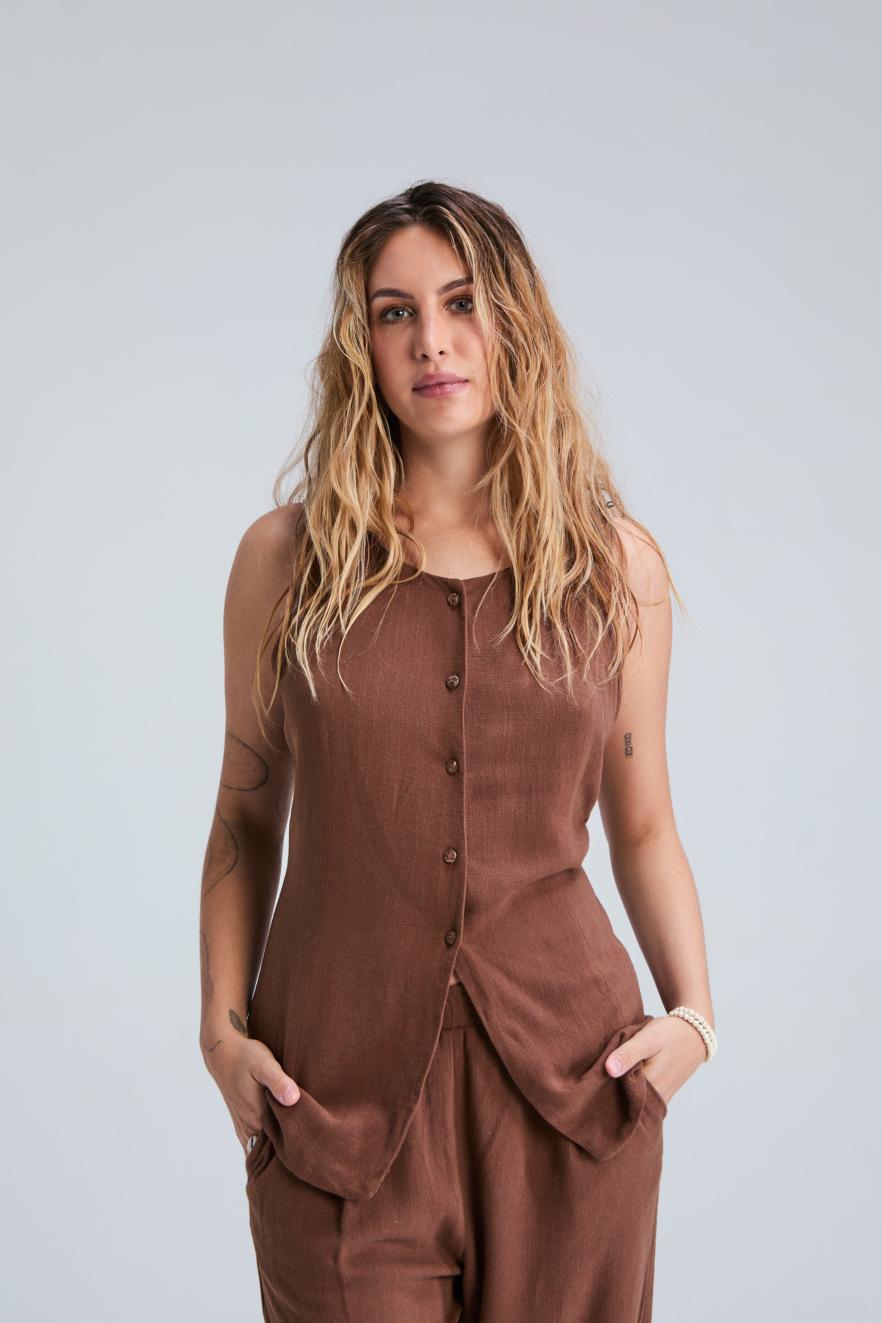 Corfu Waistcoat - Chocolate