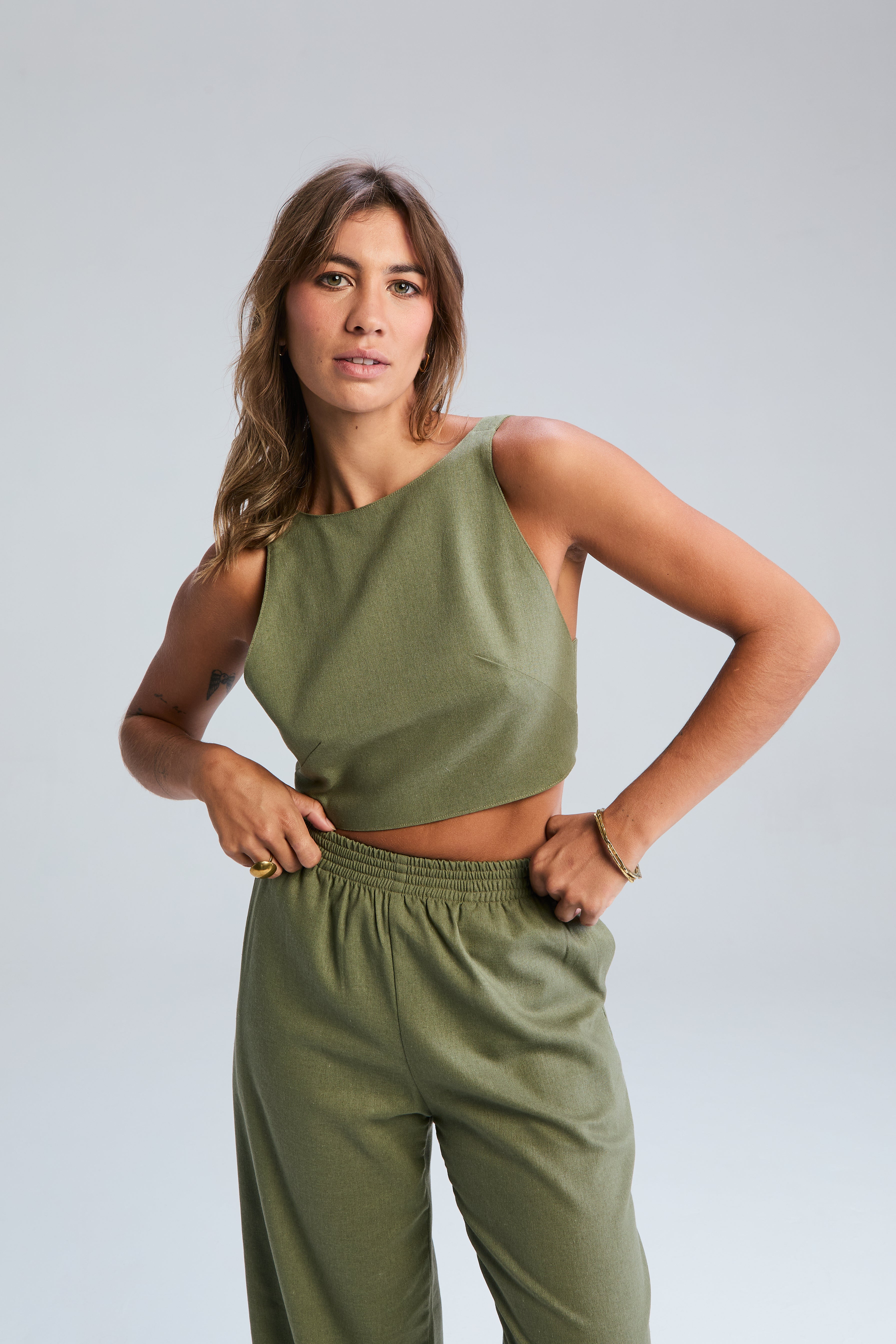 Holster Tie Back Top - Green Tea