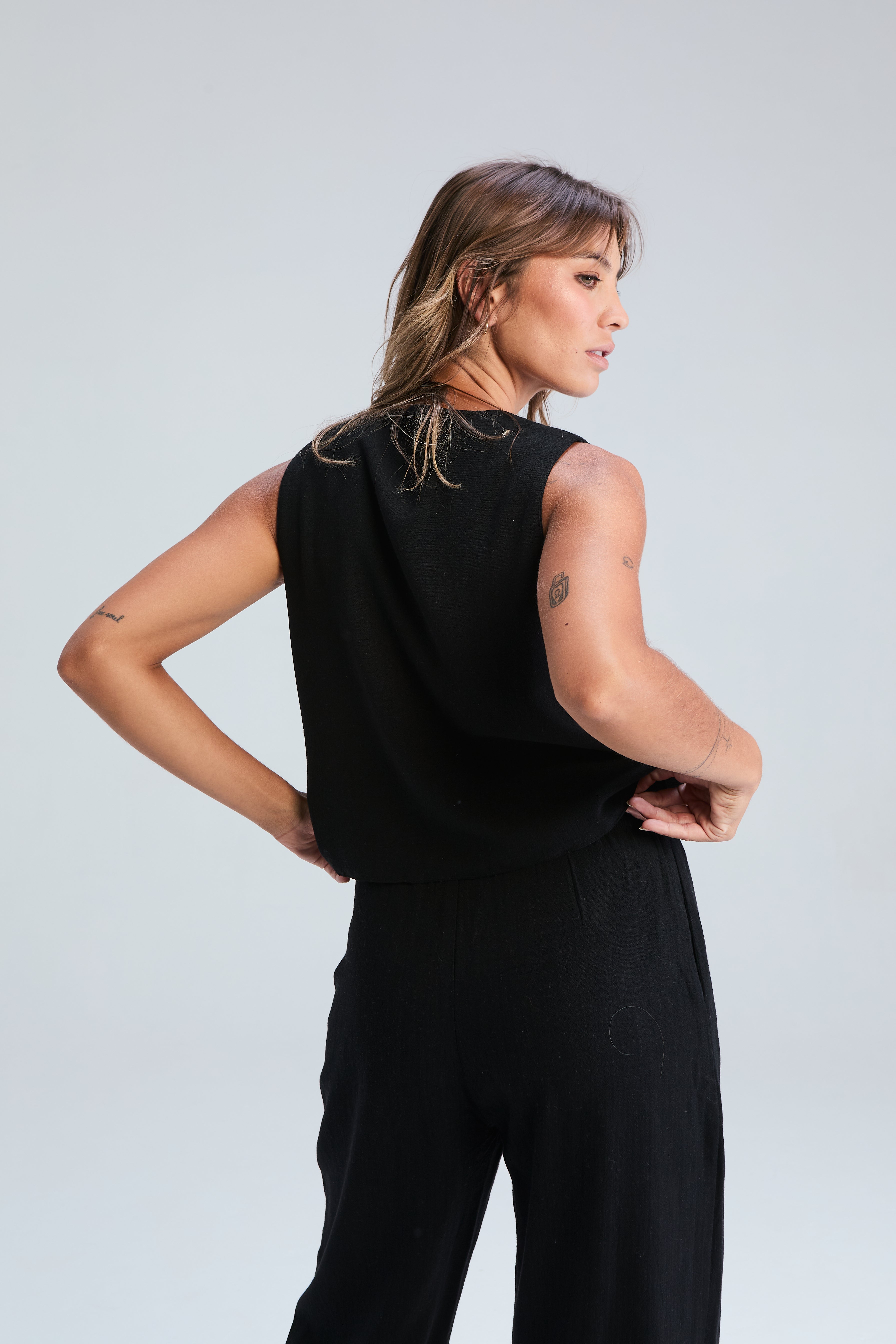 Loop Tie Waistcoat - Black