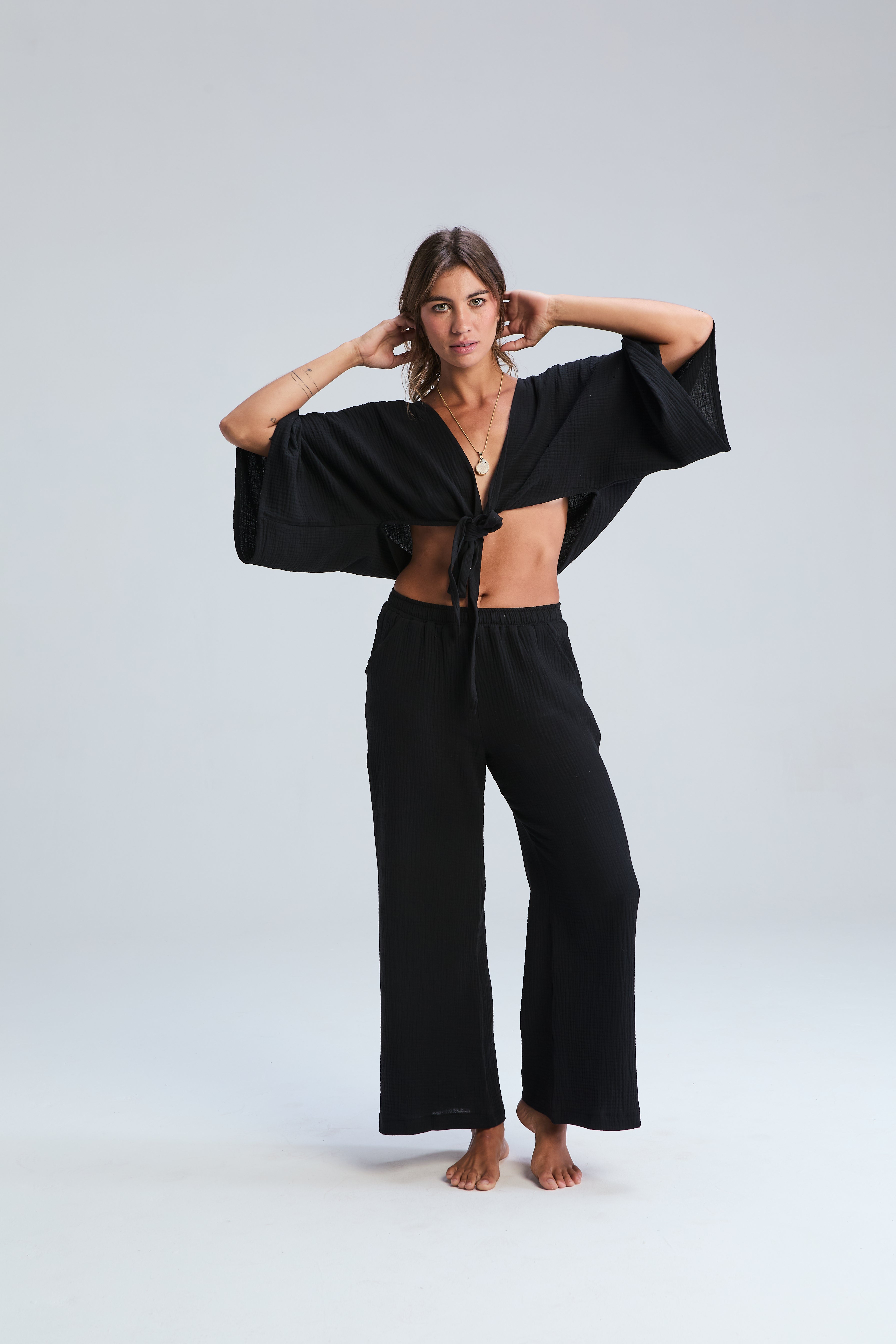 Kaia Wide Leg Pants - Black