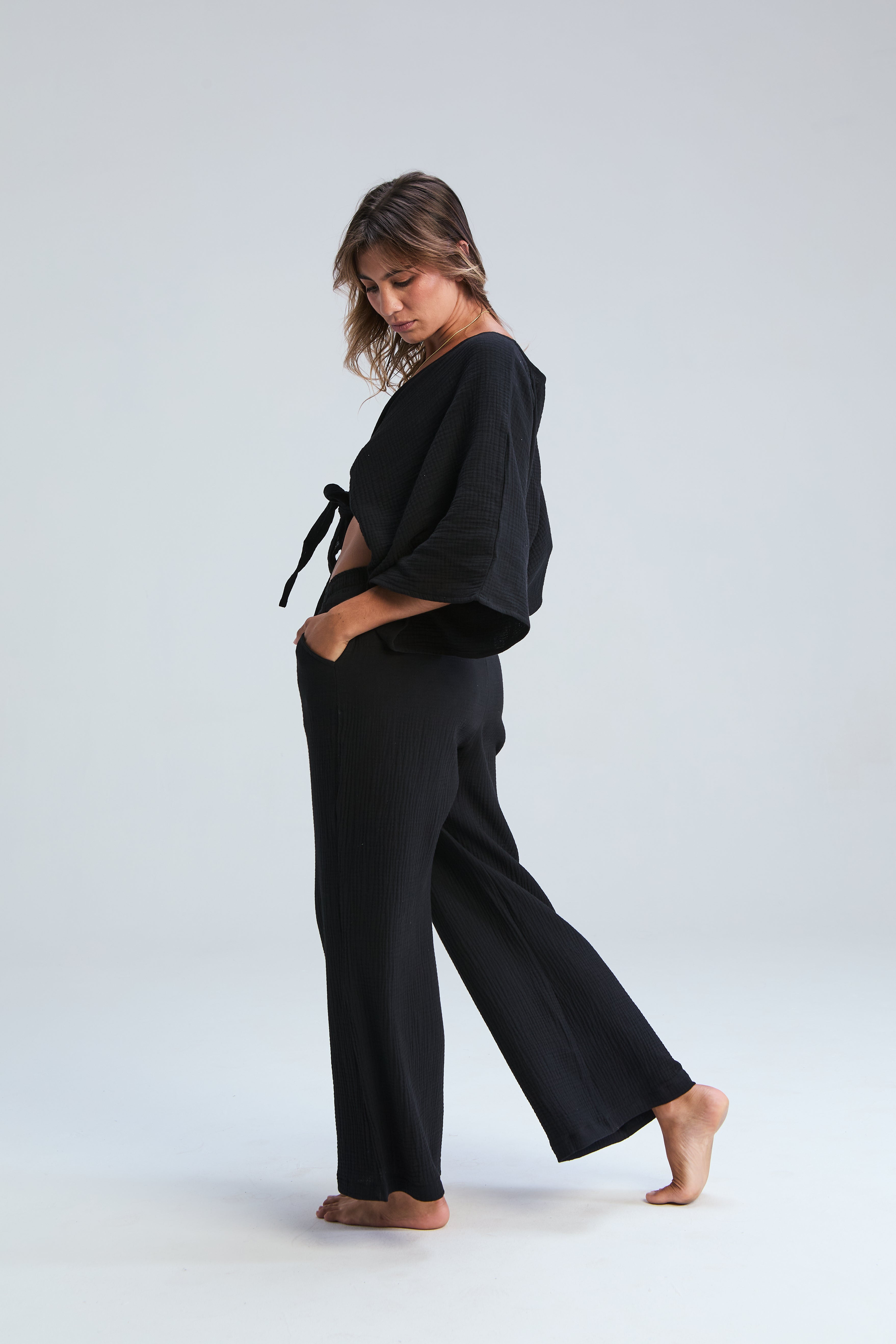 Kaia Wide Leg Pants - Black