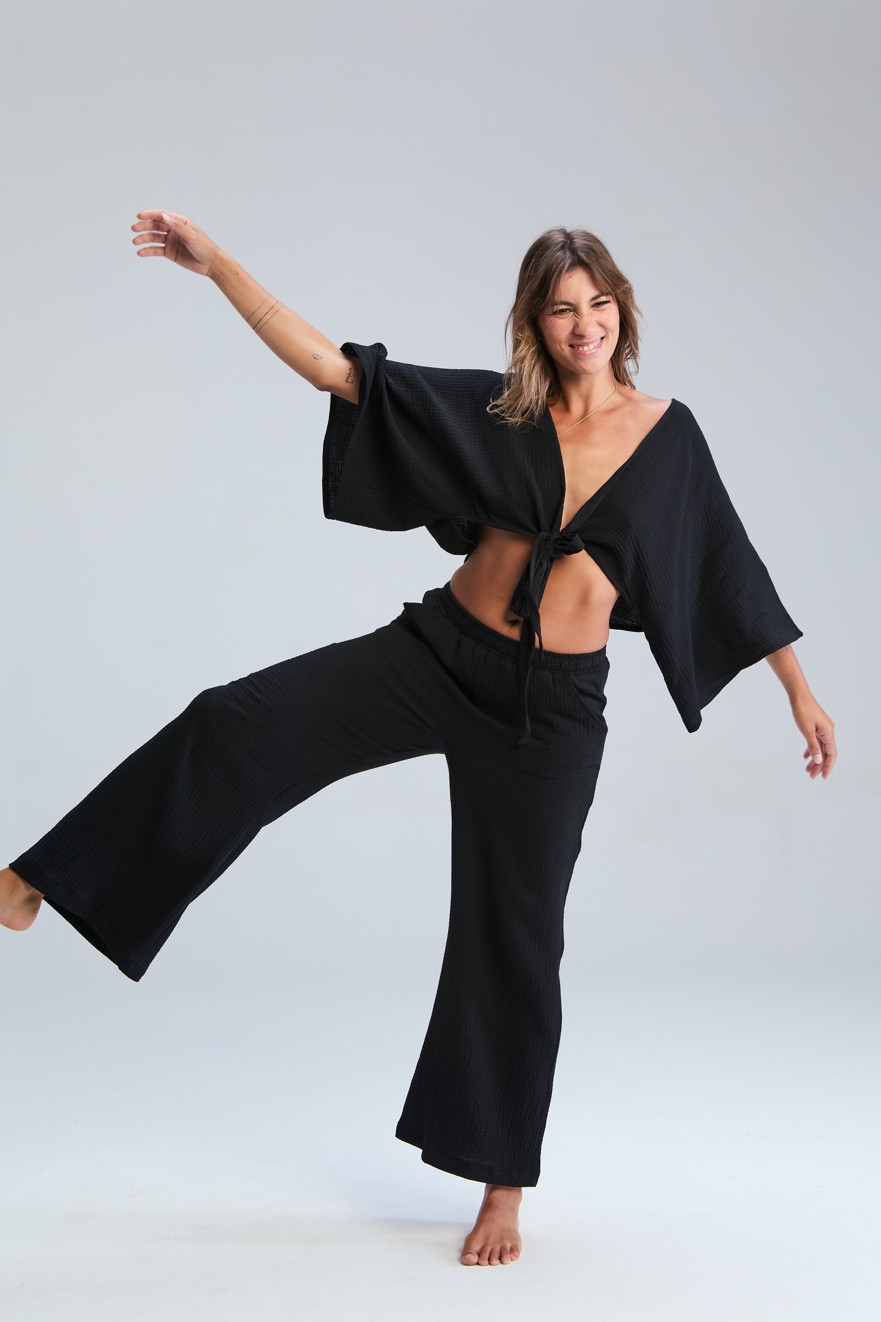 Kaia Wide Leg Pants - Black