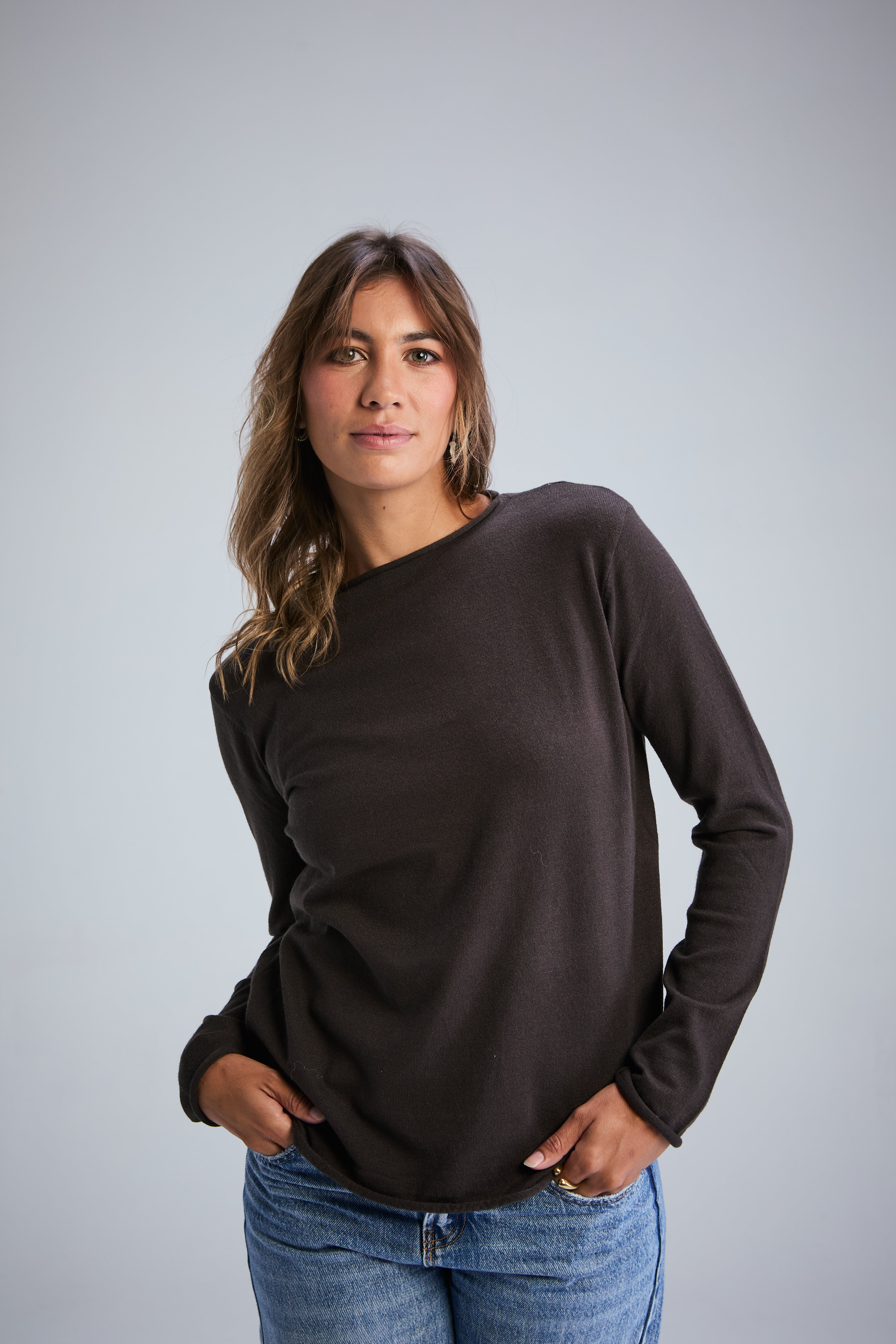 Milan Roller Neck Jumper - Choc