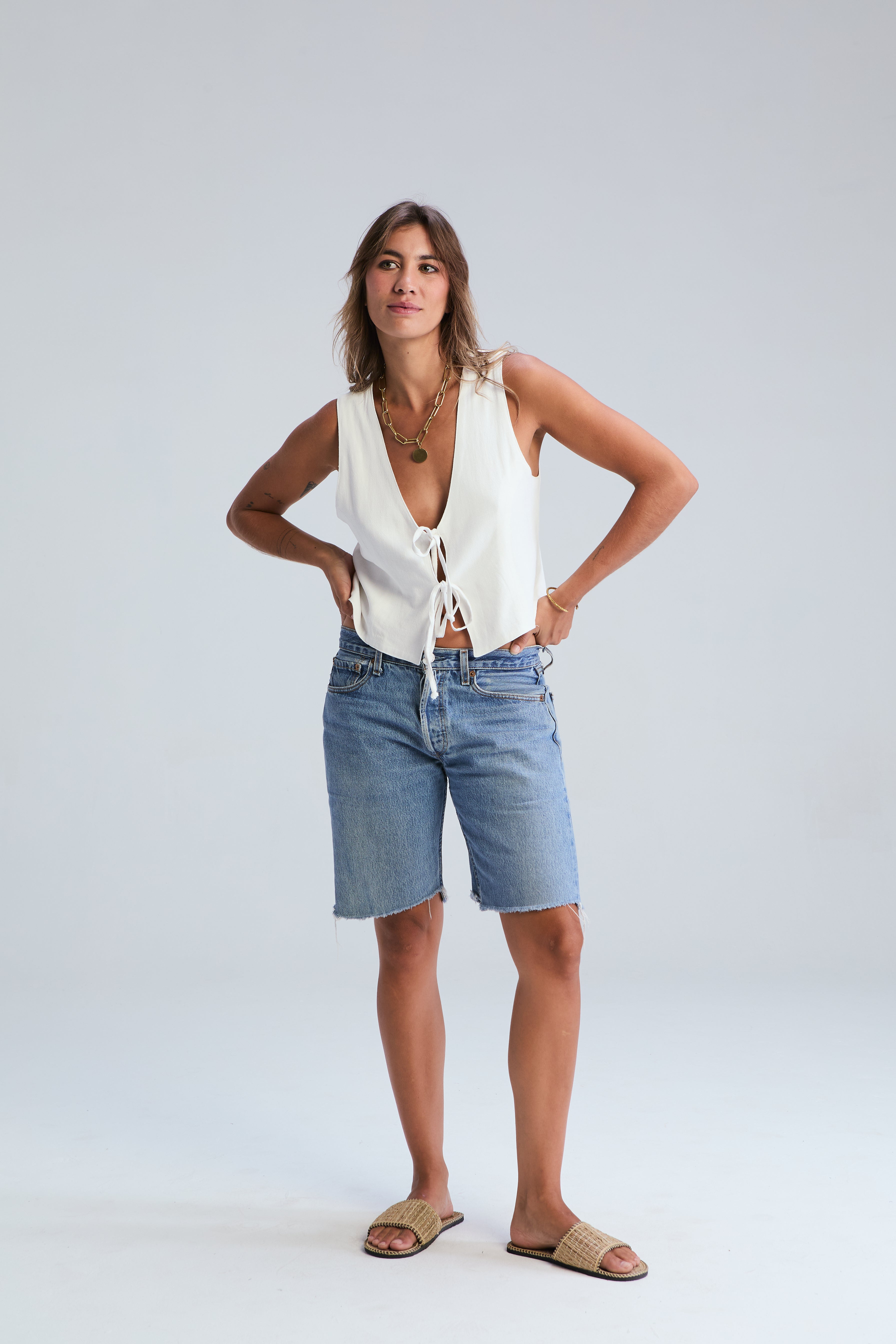 Loop Tie Waistcoat - White