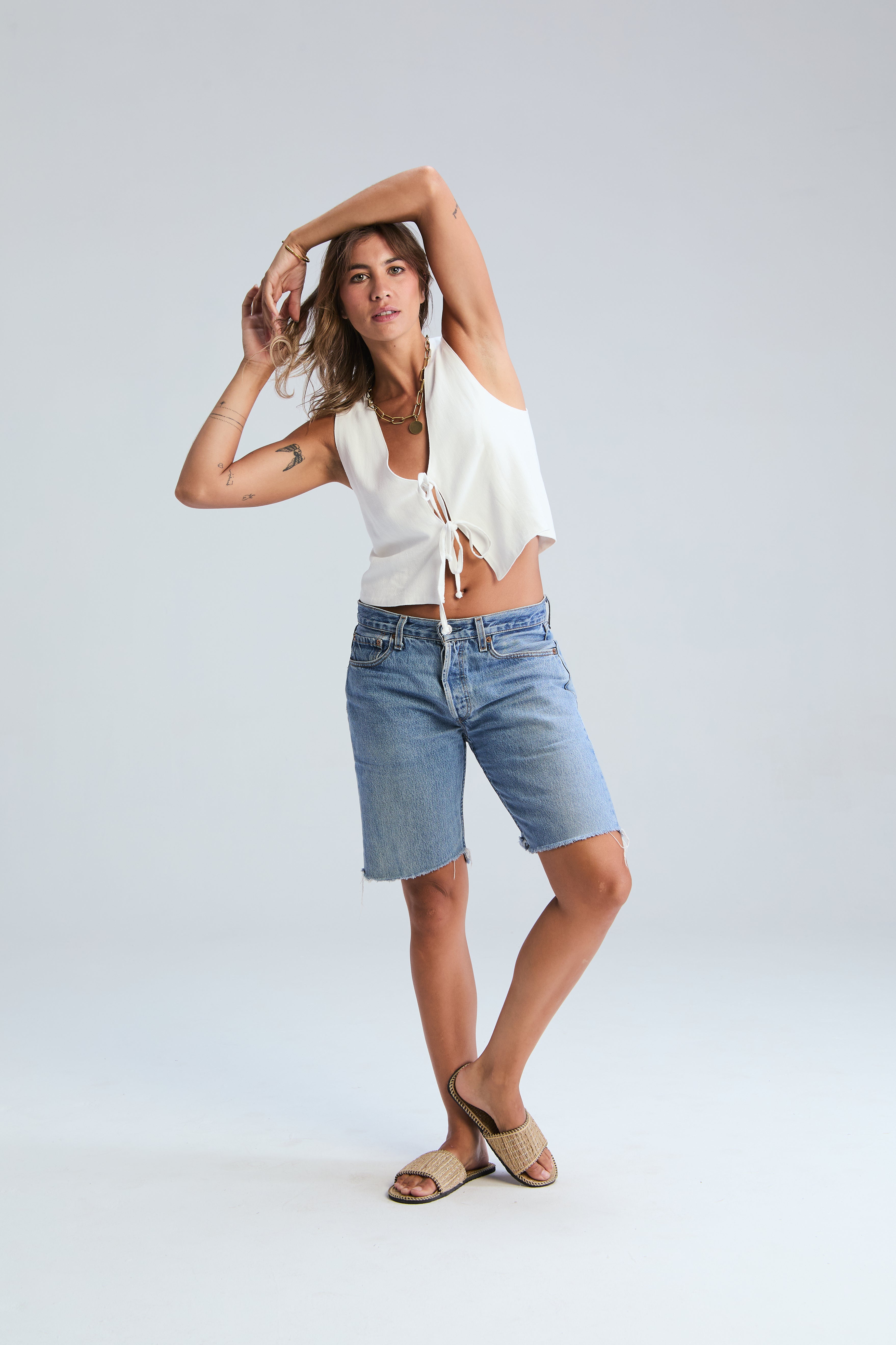 Loop Tie Waistcoat - White