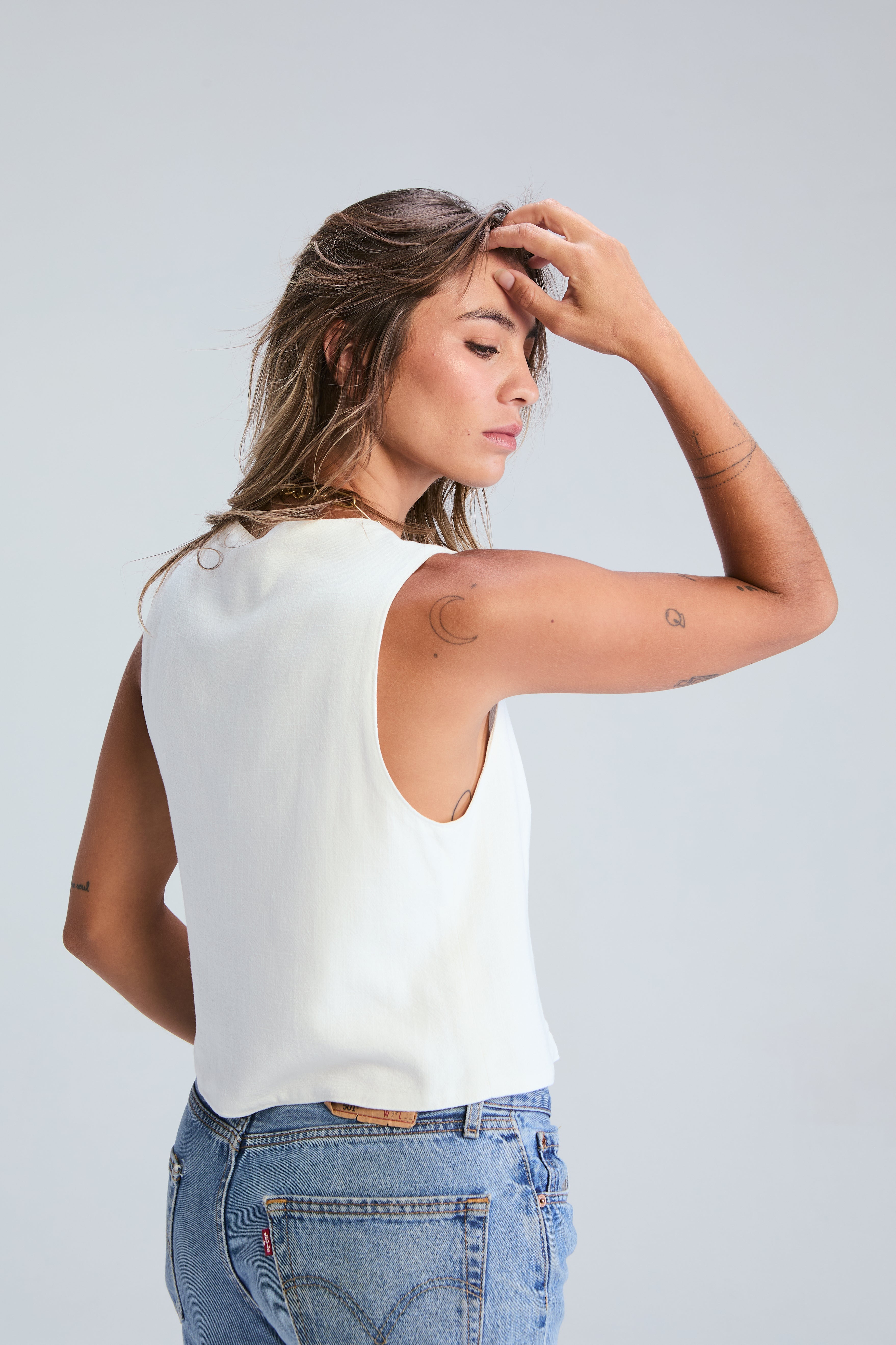 Loop Tie Waistcoat - White