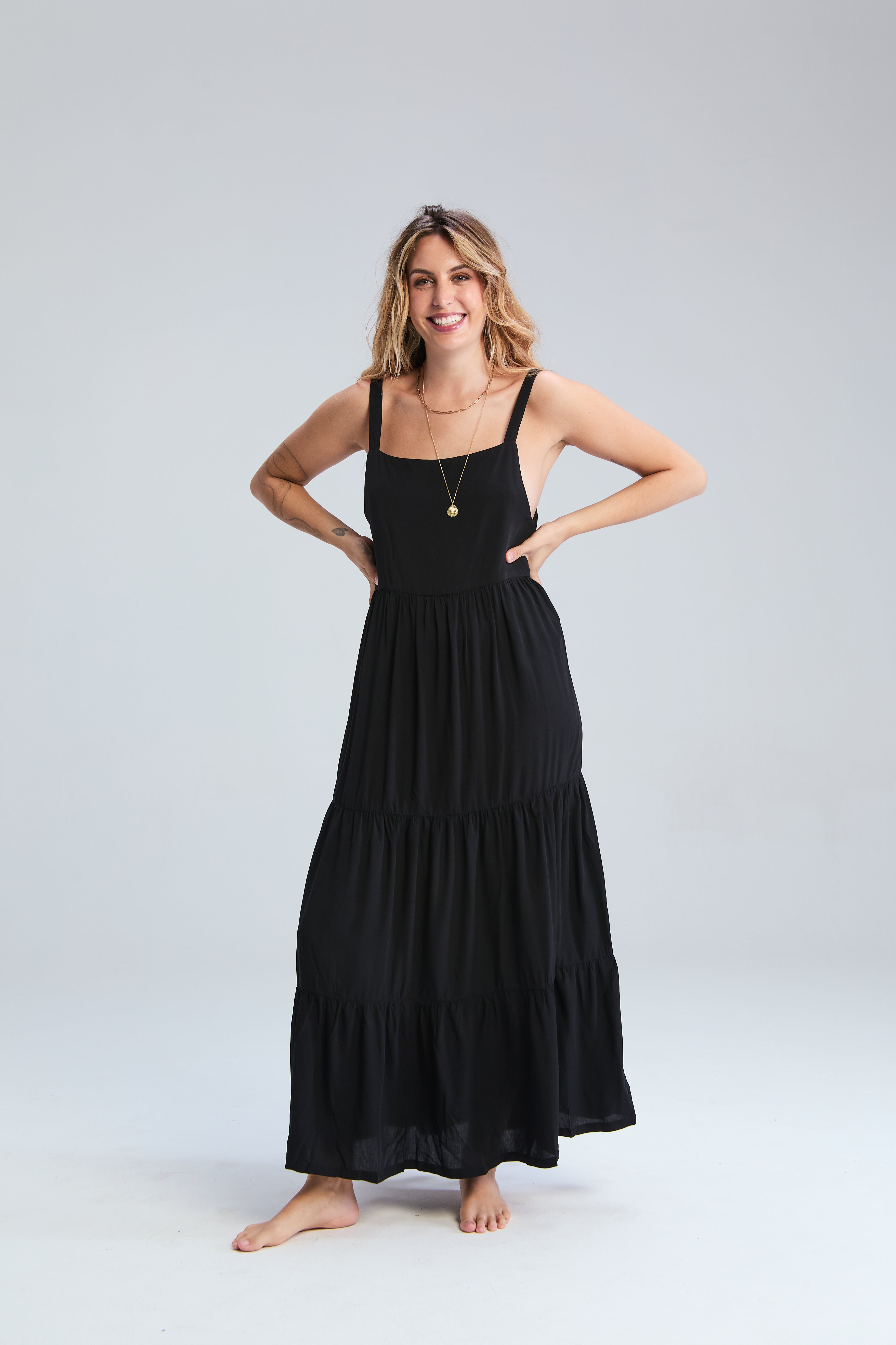 Boho Tiered Dress - Black