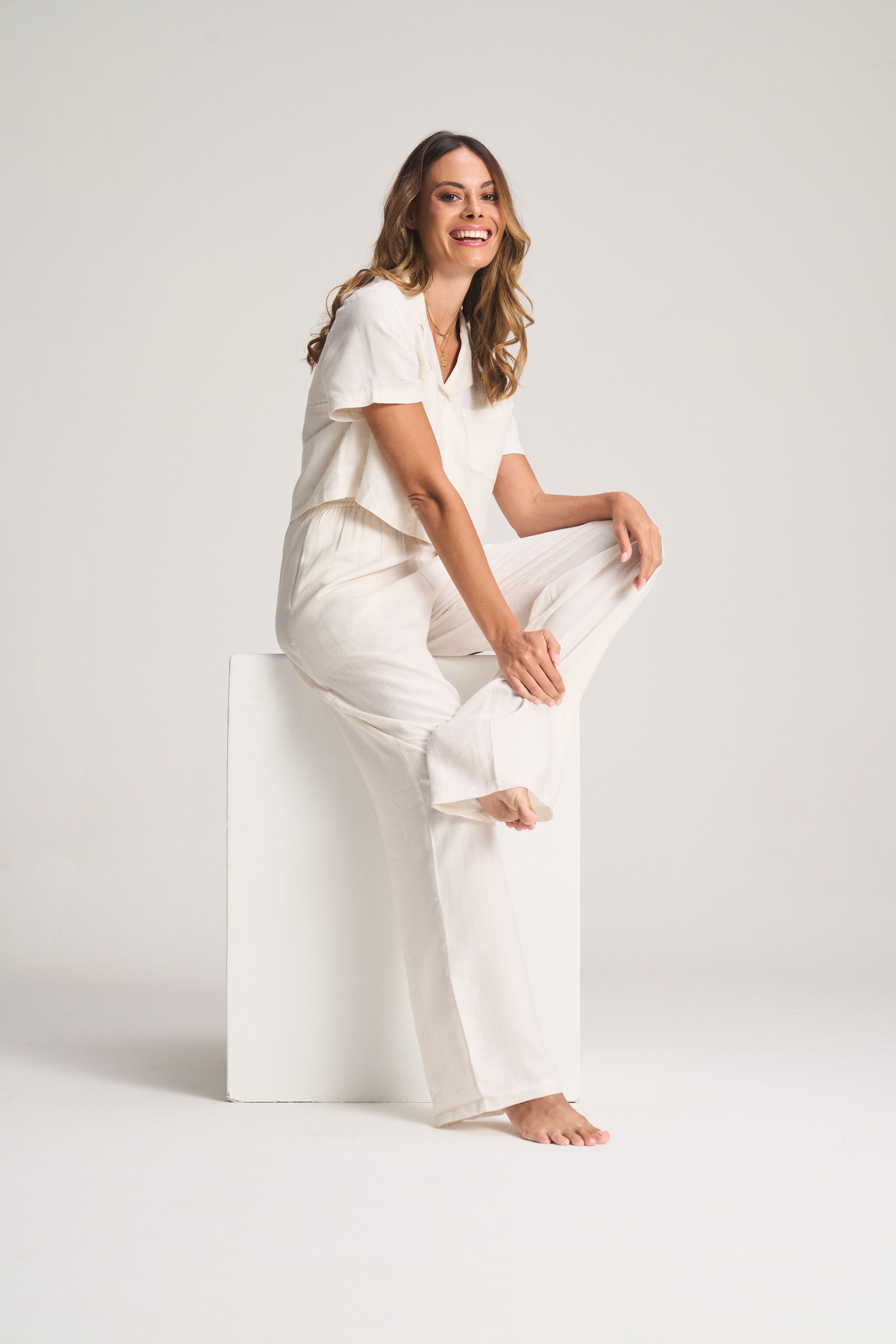 Majorca Pants - Stripe Linen