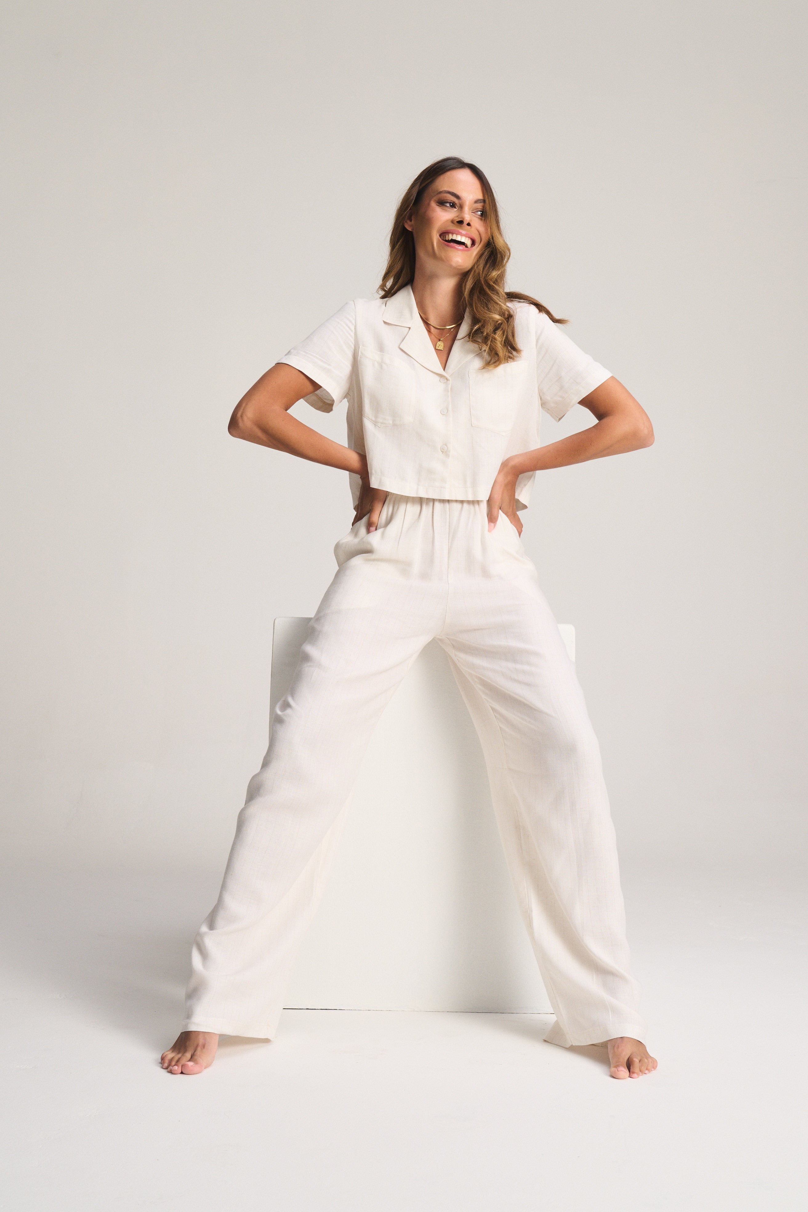 Majorca Pants - Stripe Linen