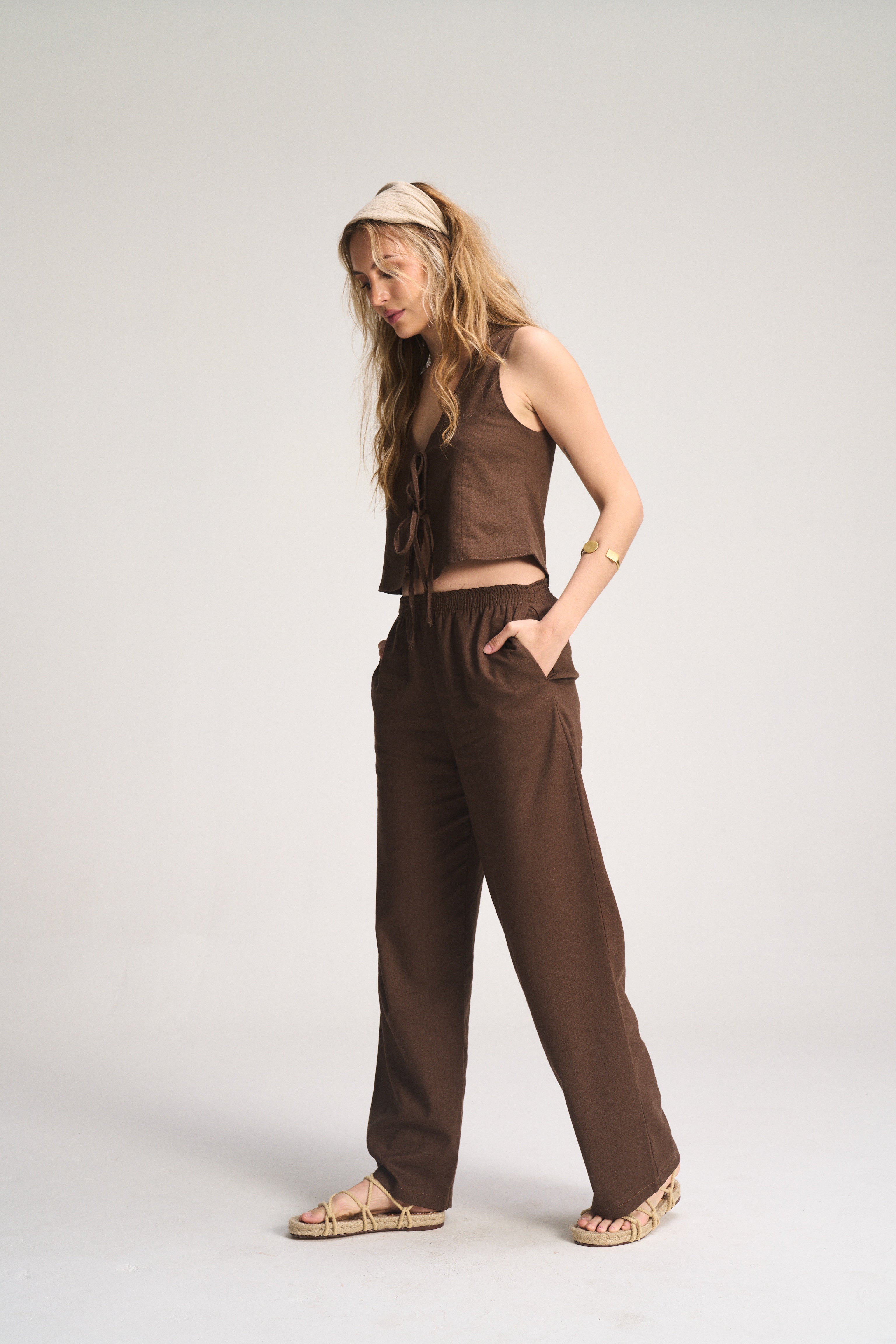 Loop Tie Waistcoat - Chocolate