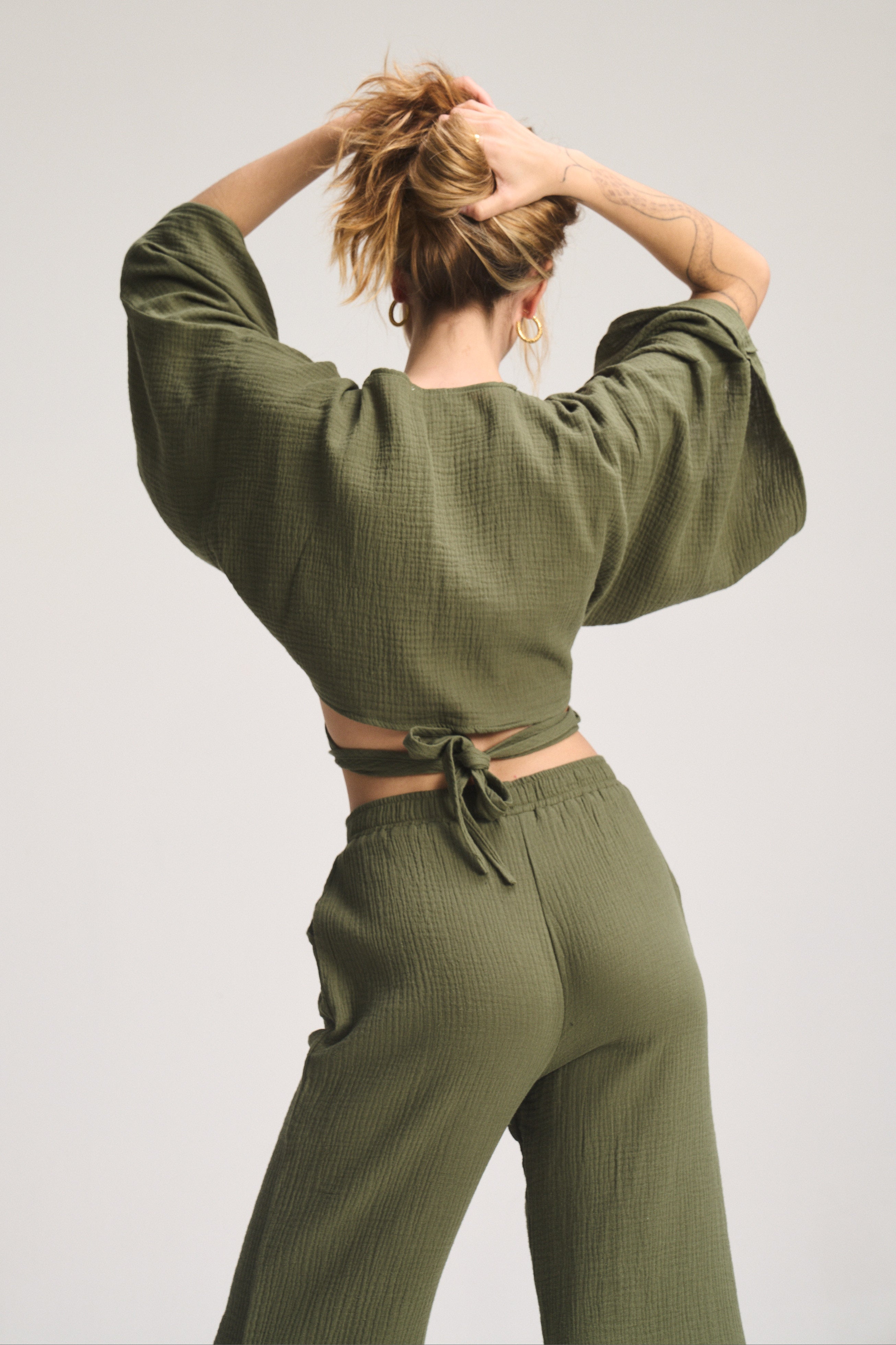 Kaia Wide Leg Pants - Olive