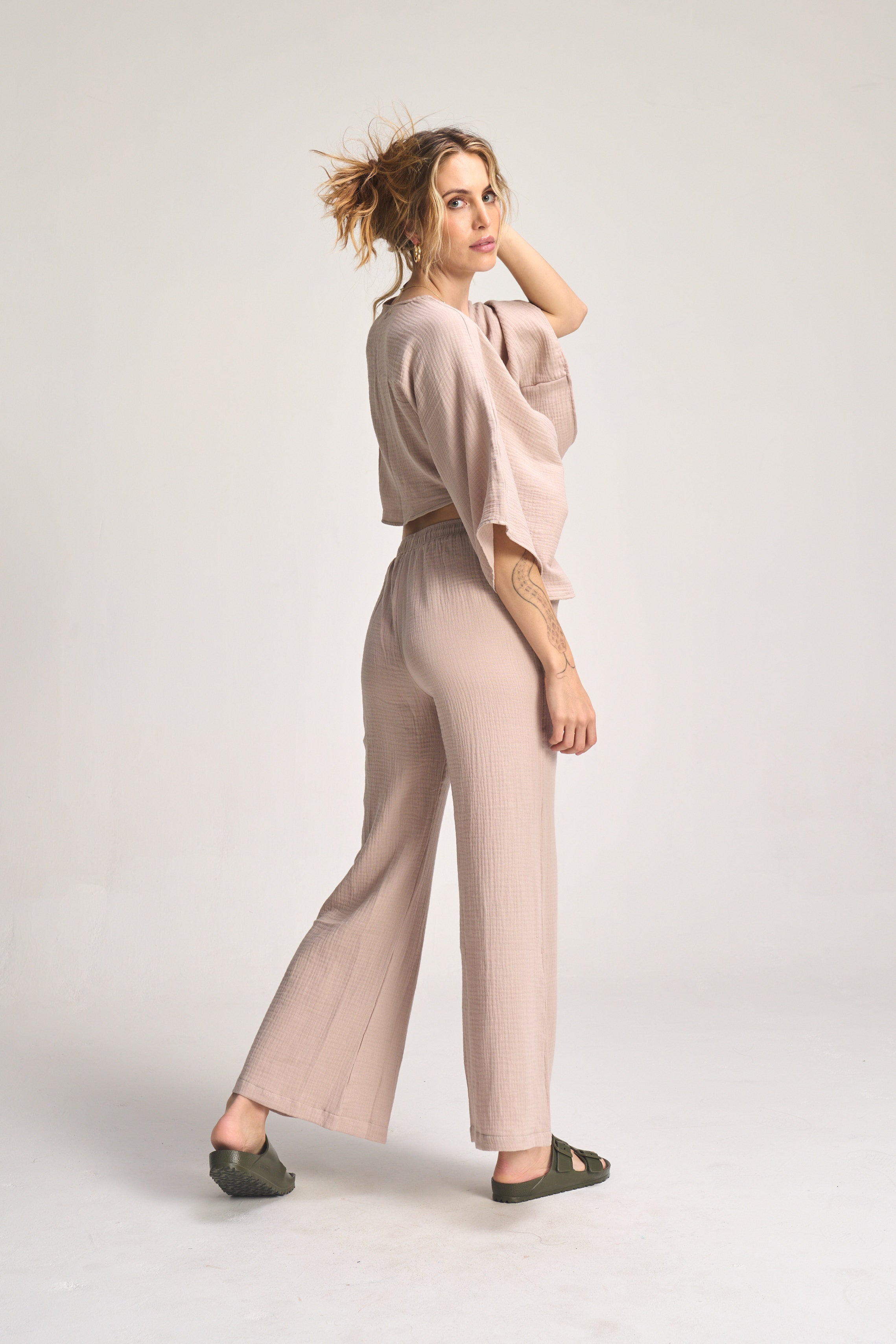 Kaia Wide Leg Pants - Stone