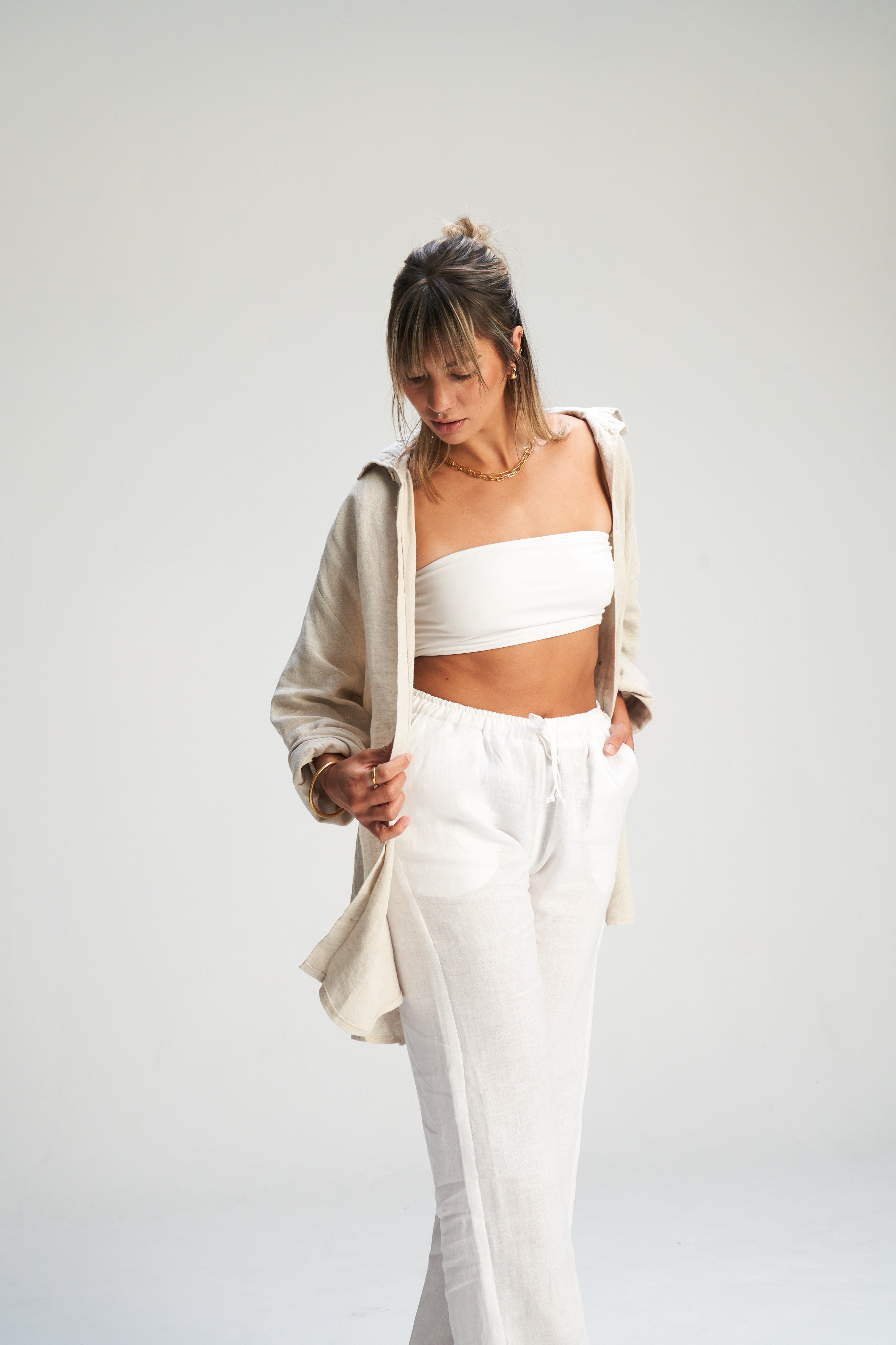 Linen Dad Shirt - Sand