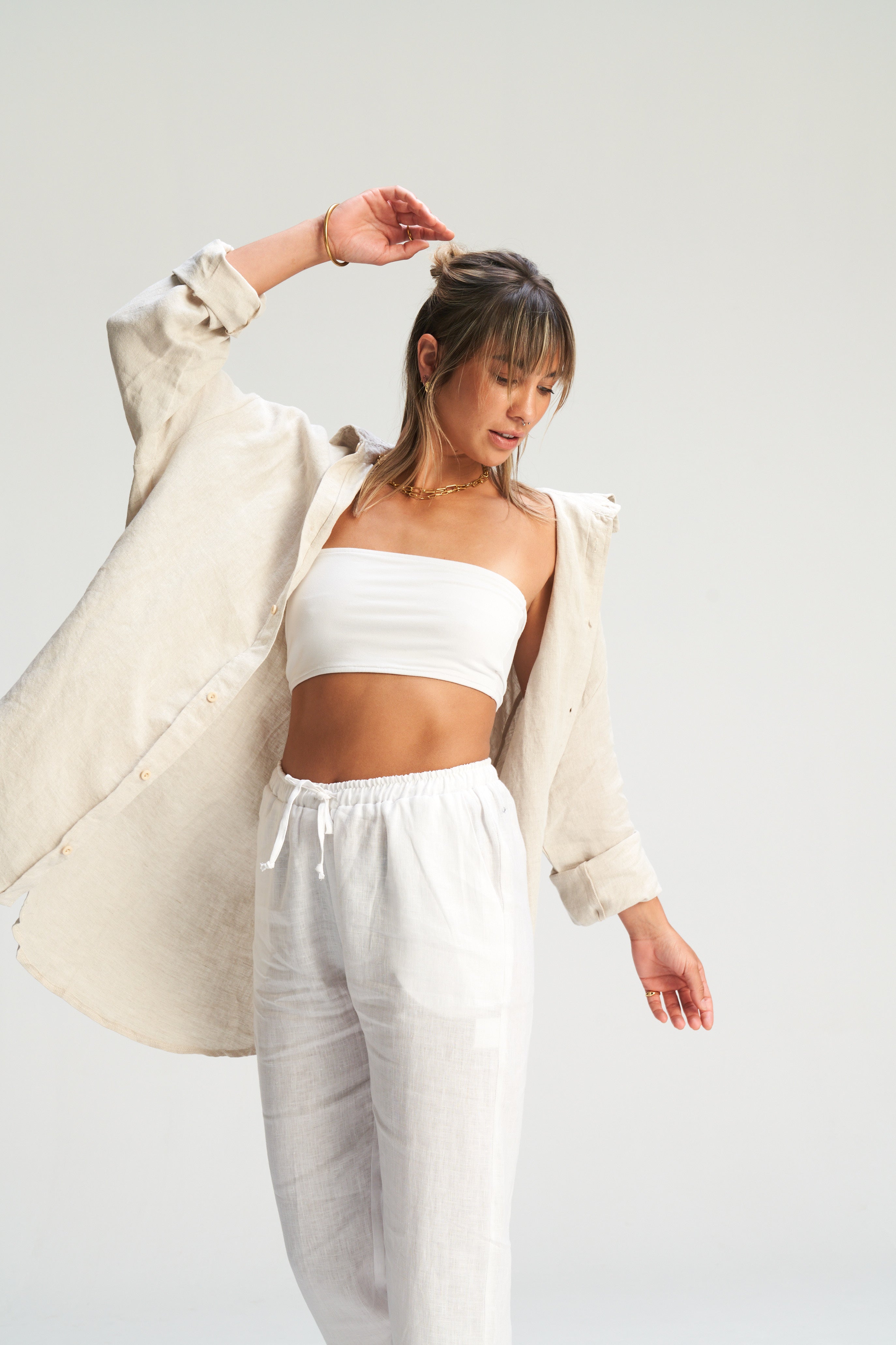 Linen Dad Shirt - Sand