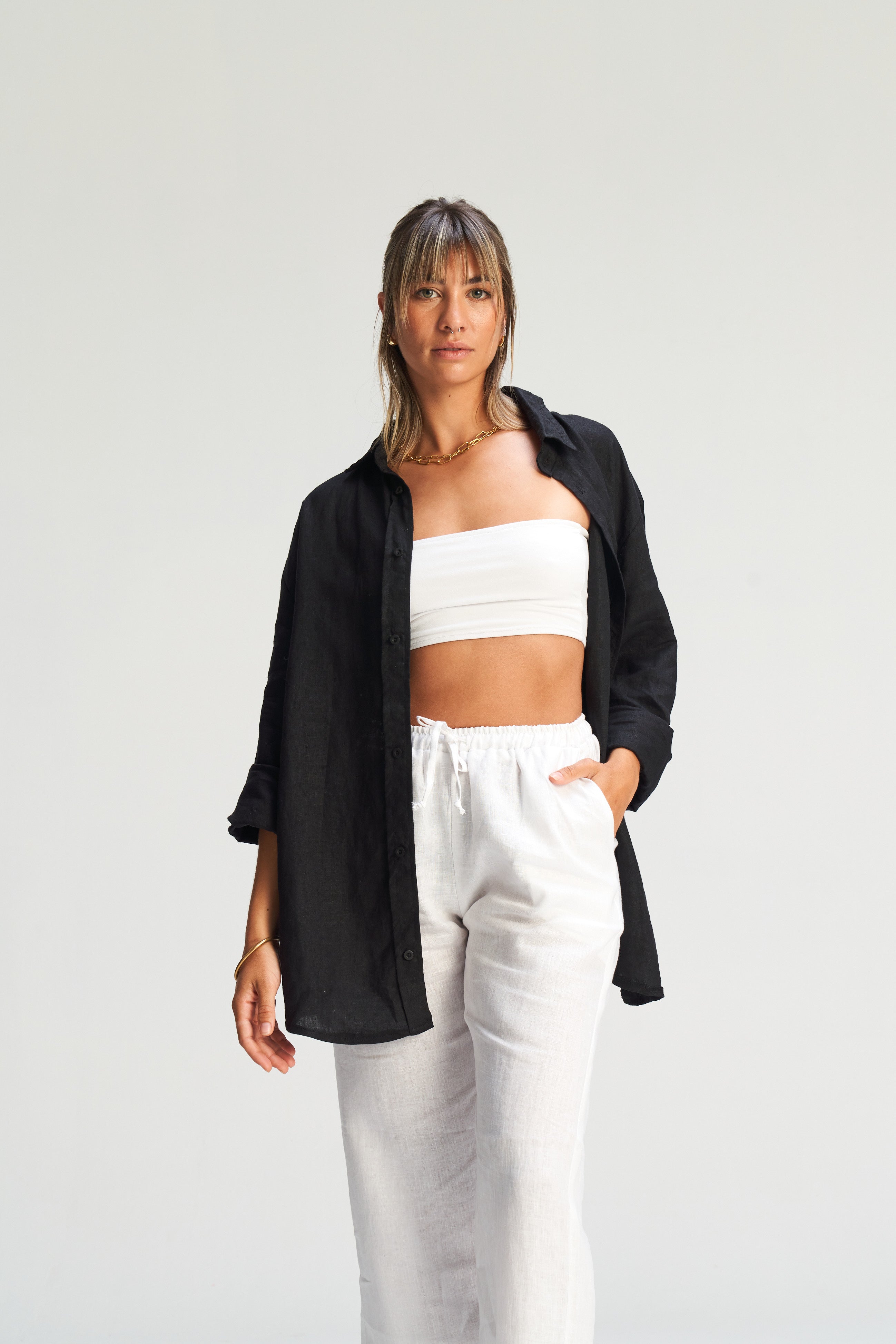 Lila Linen Shirt - Night Shades