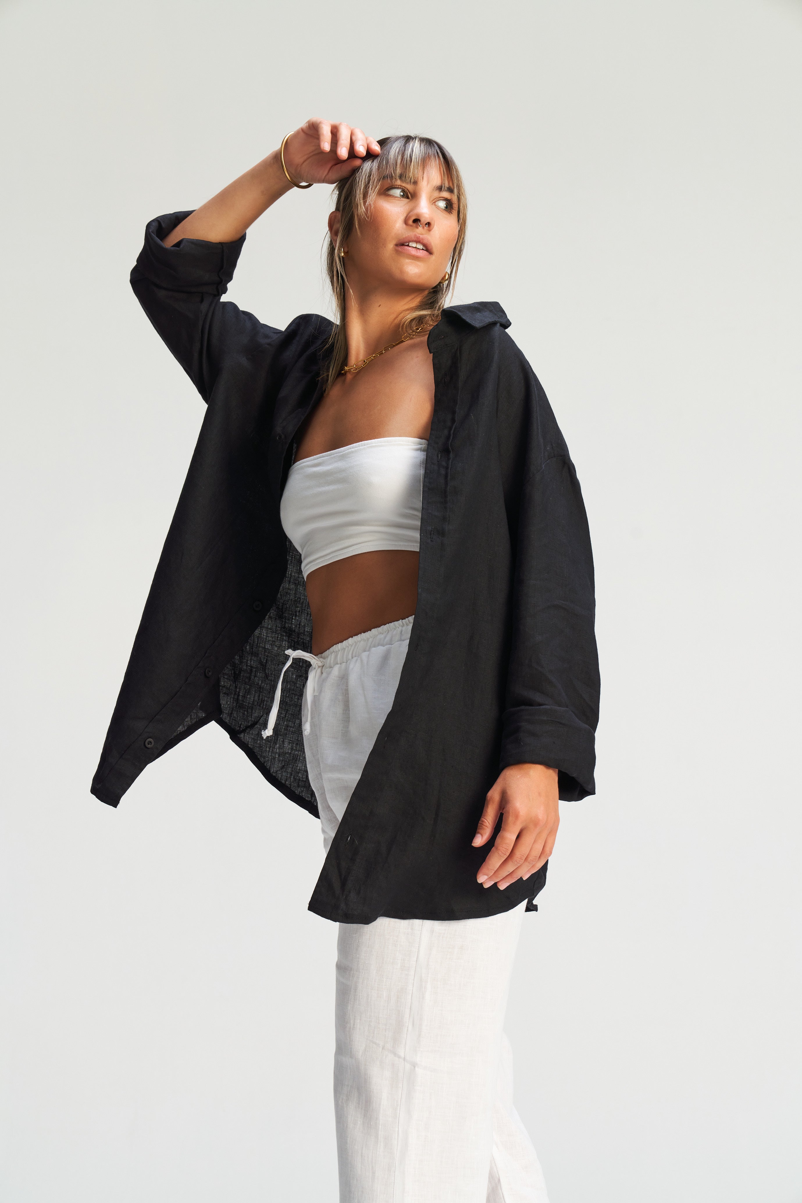 Lila Linen Shirt - Night Shades