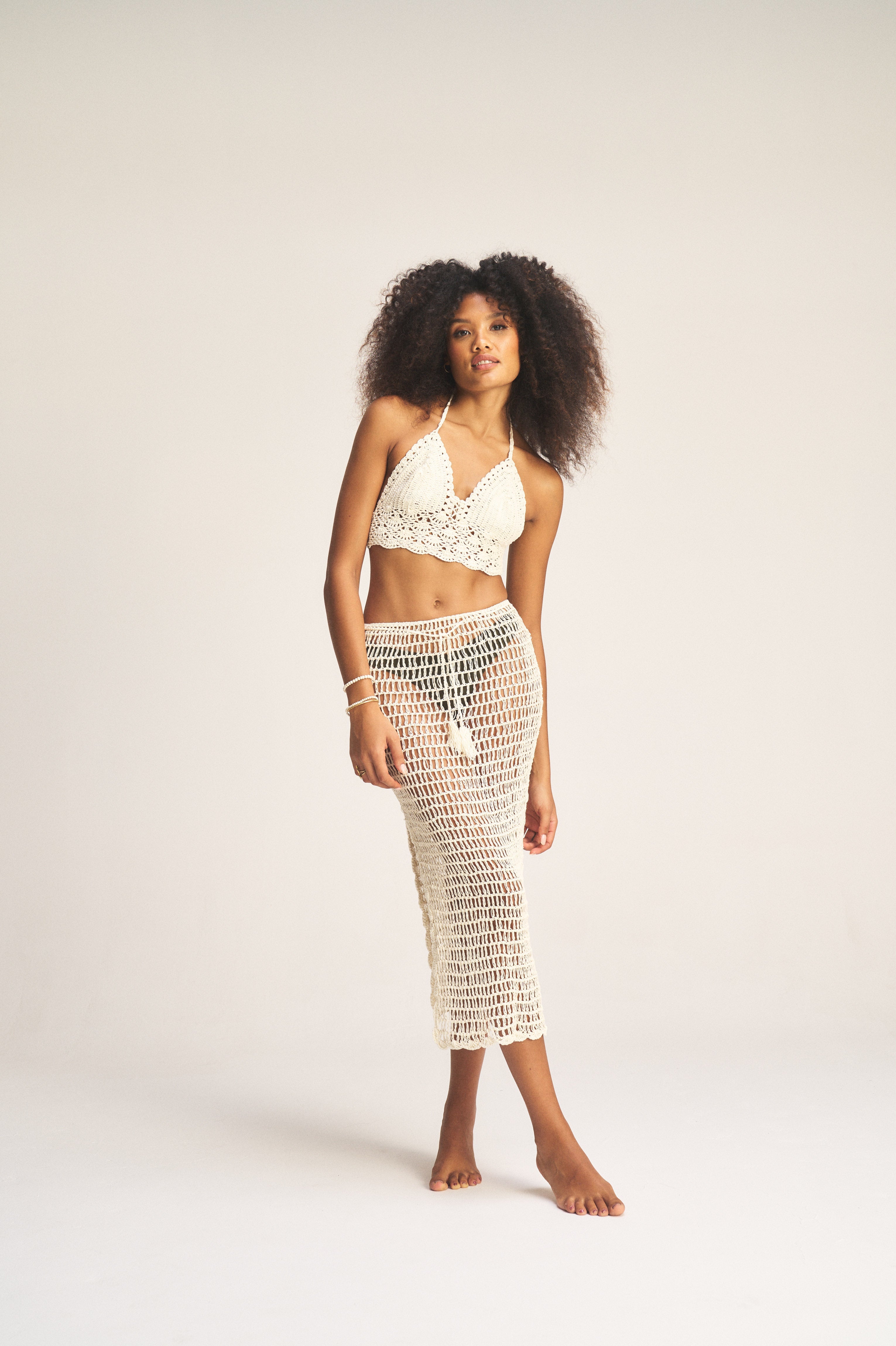 Crochet Midi Skirt - Ivory