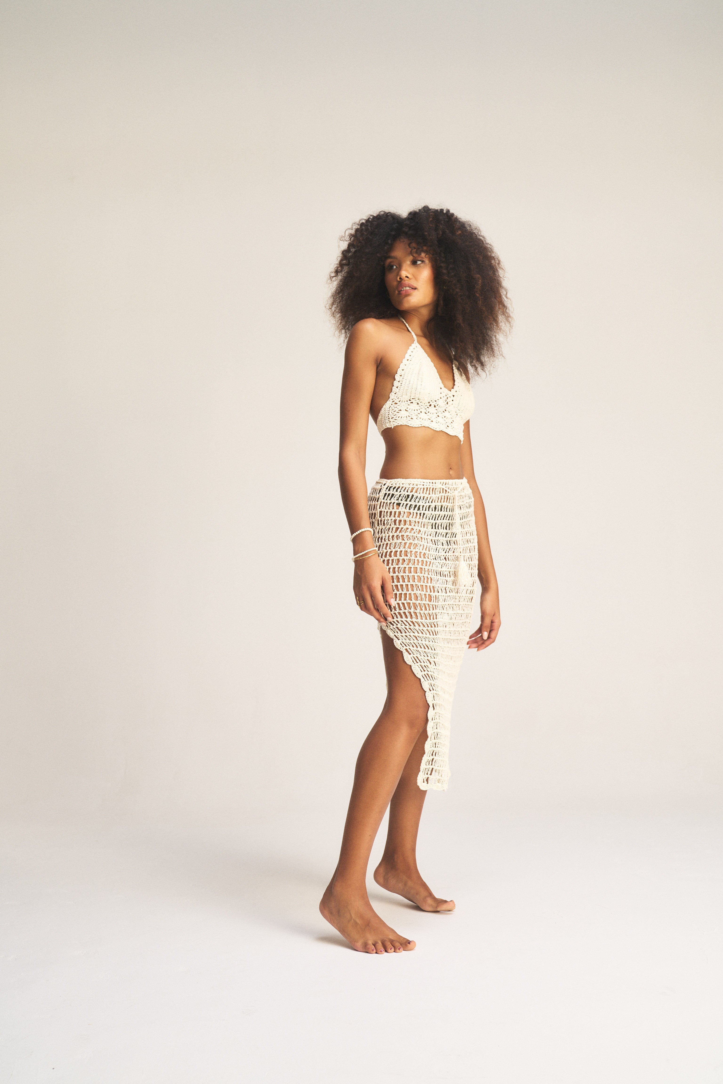 Crochet Midi Skirt - Ivory
