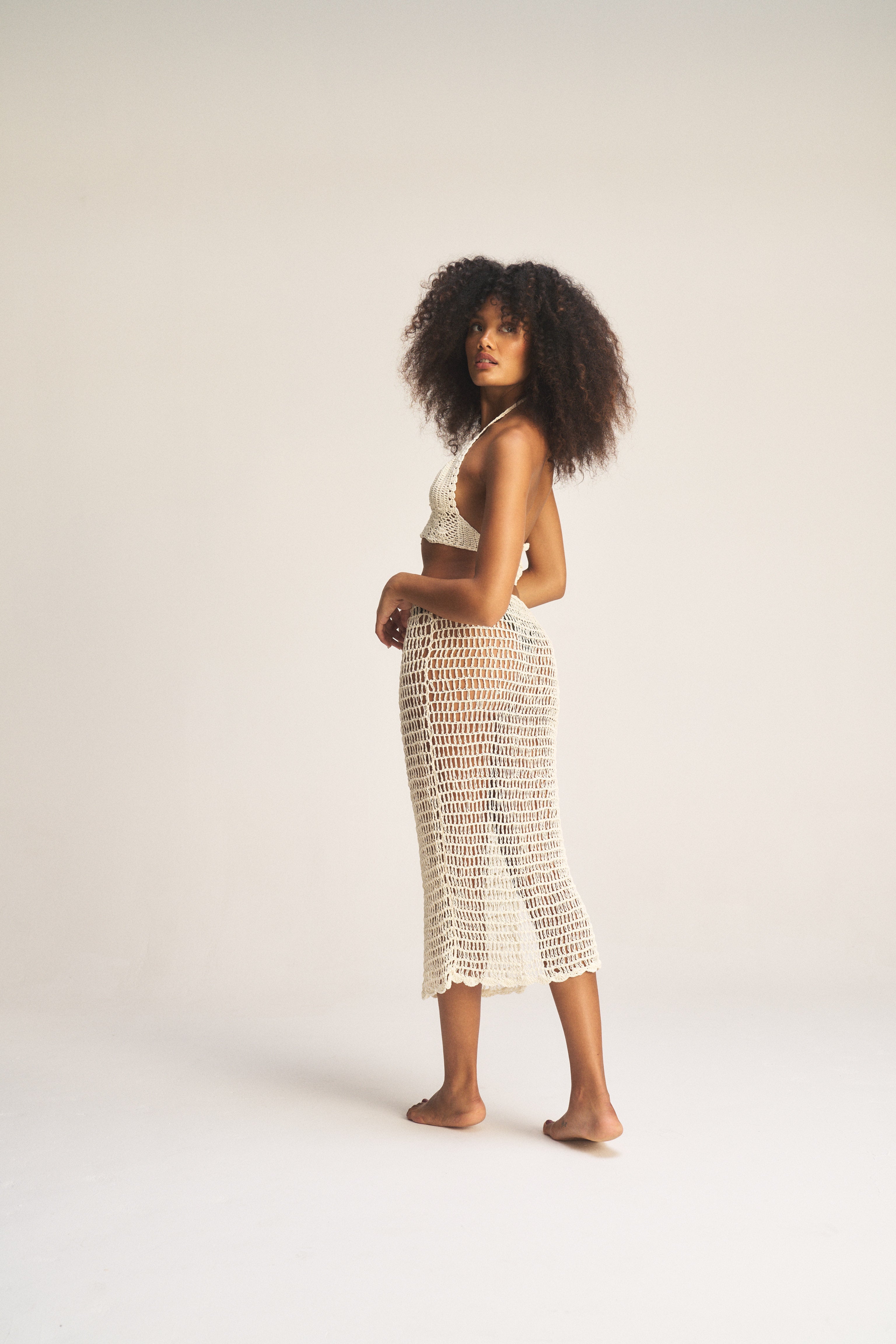 Crochet Midi Skirt - Ivory