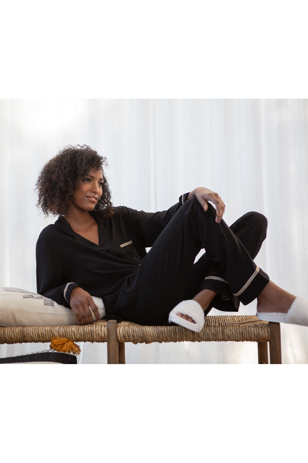Classic long sleeve pj set - black rayon