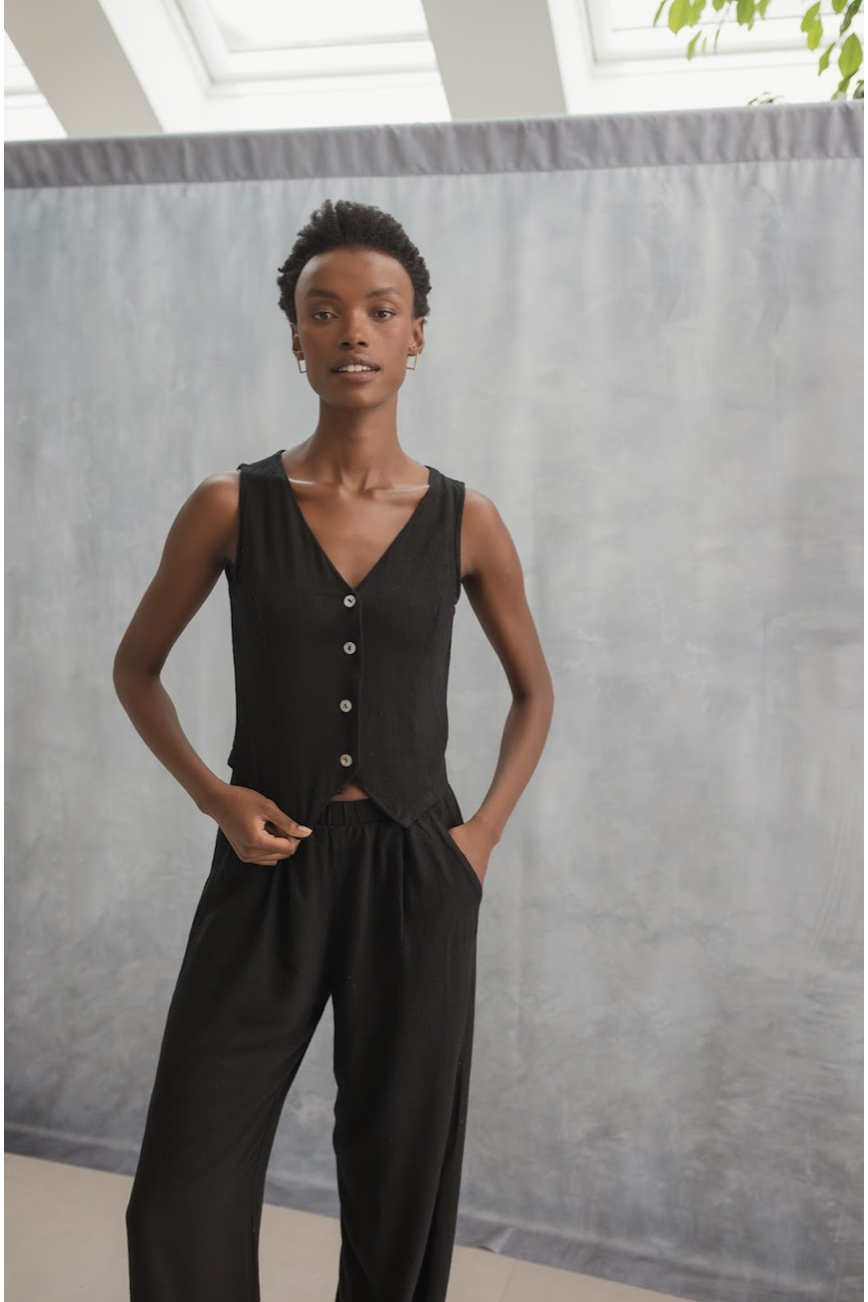 Corfu Linen Waistcoat - Ivory