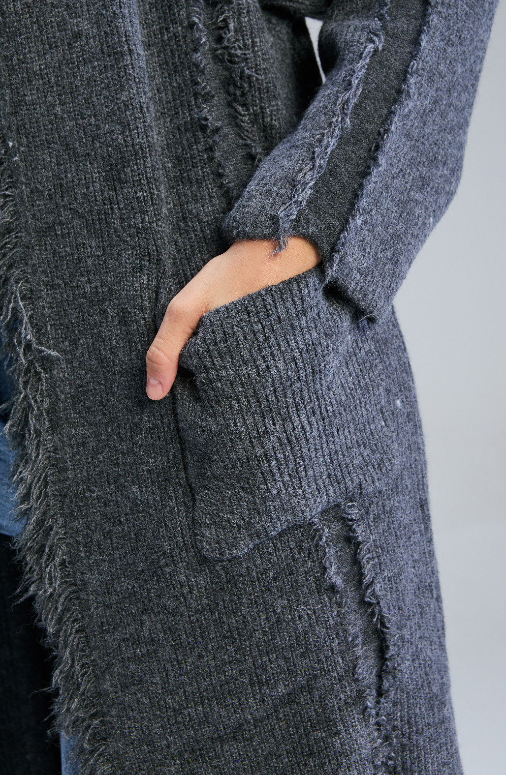 Sorrento Fringed Cardi - Storm Grey