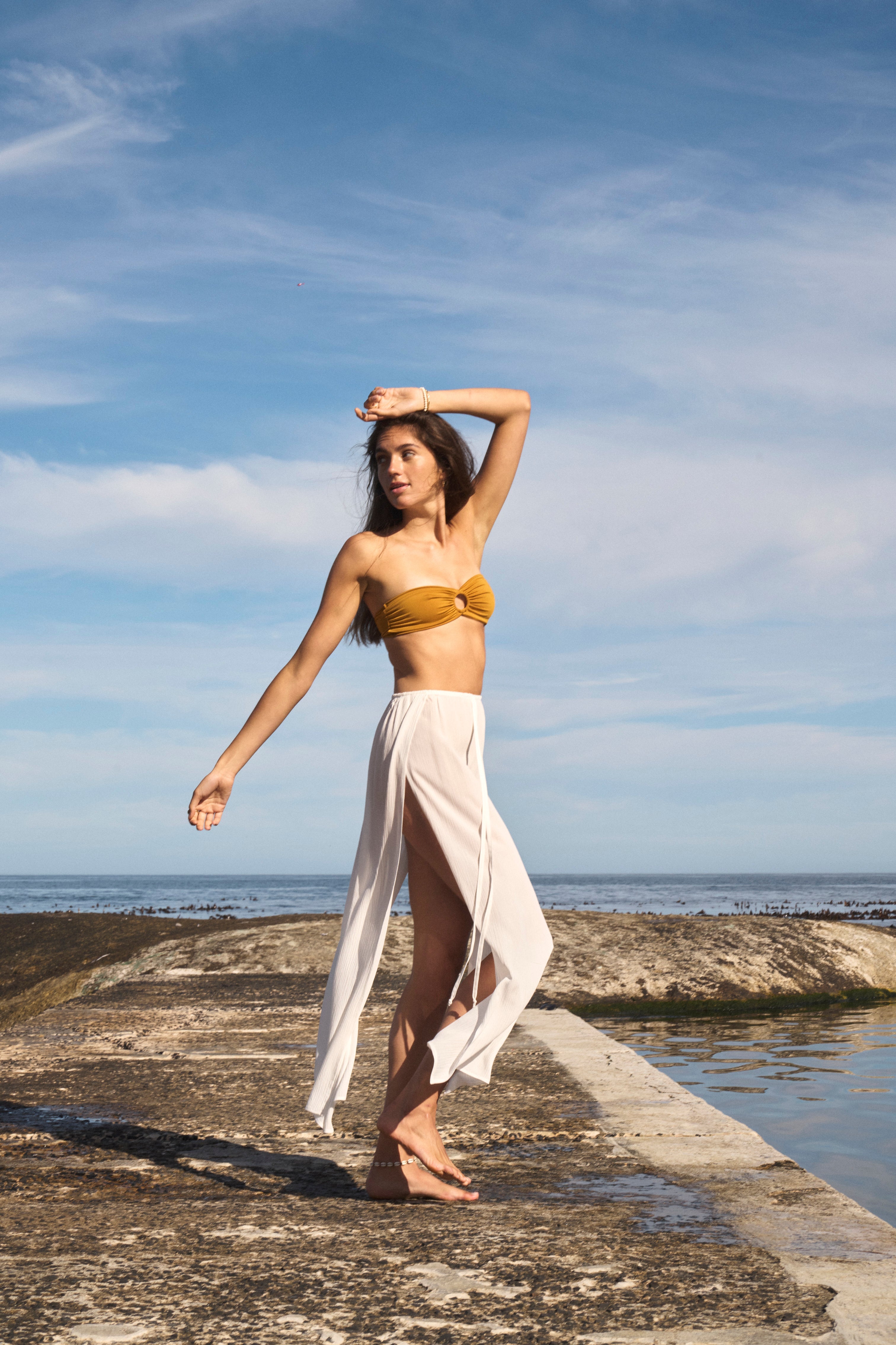 Canggu Double Slit Skirt - Milk