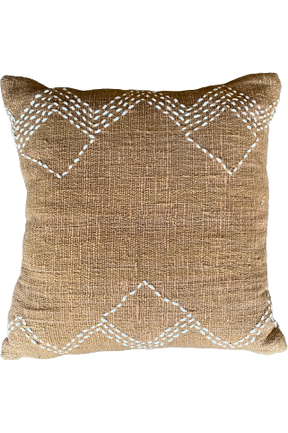 Cotton cushion - chocolate with cream stitch