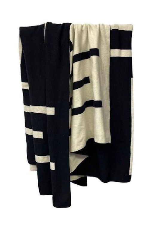 Cotton Knit Throw - Monochrome Reversible