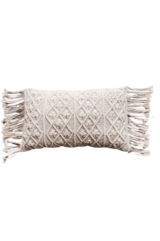 Macrame cushion natural