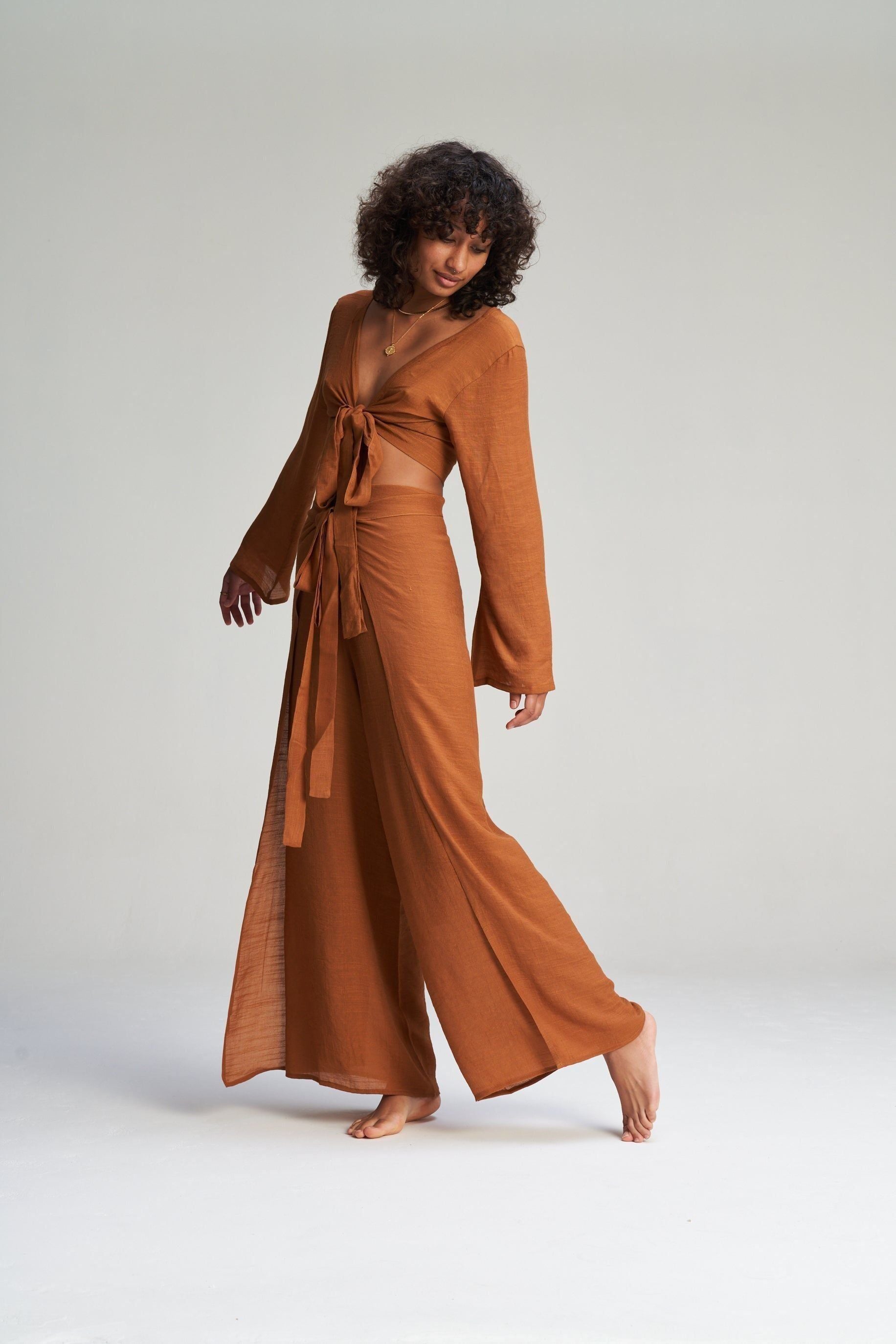 Selena Wrap Pants - Rust