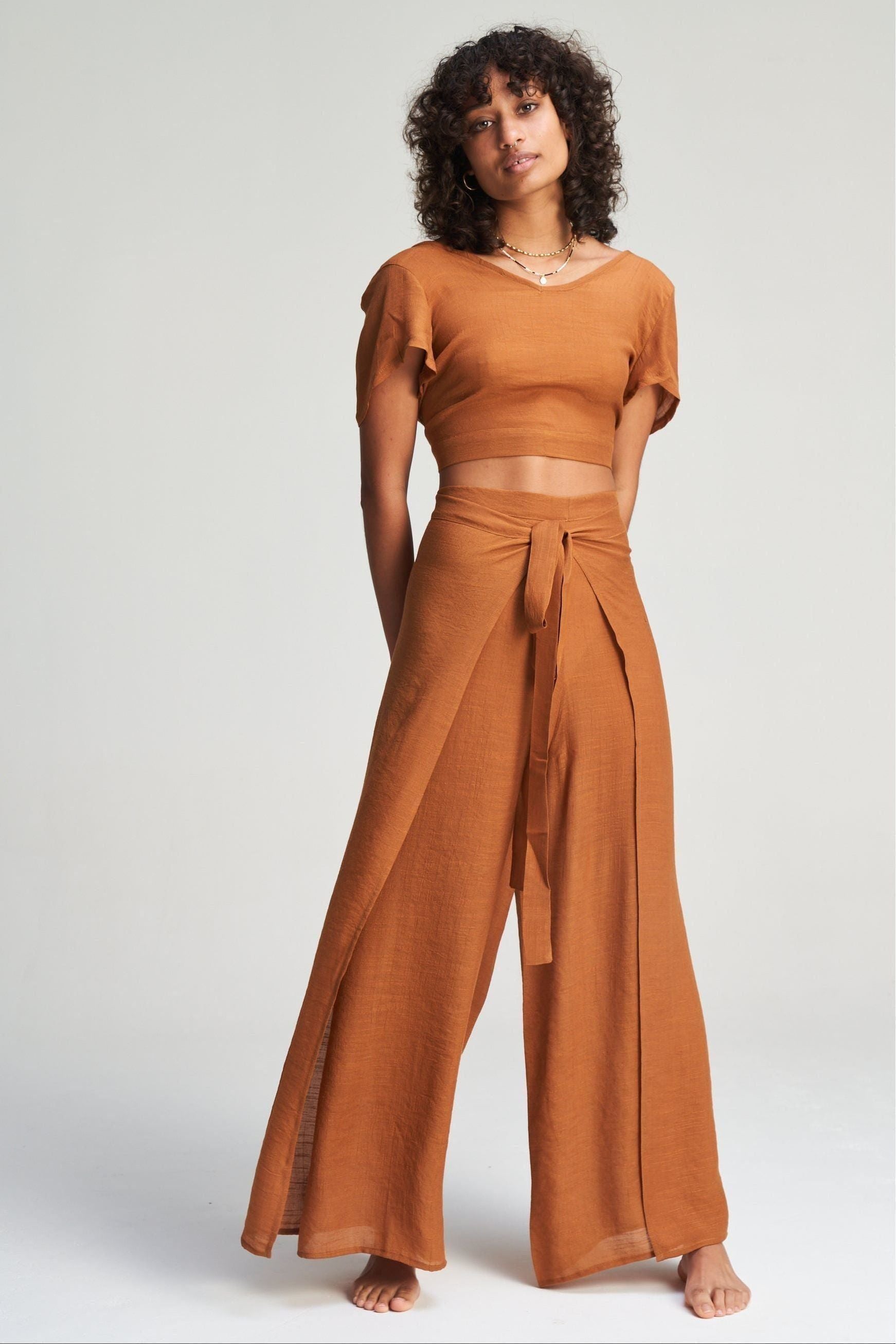 Selena Wrap Pants - Rust