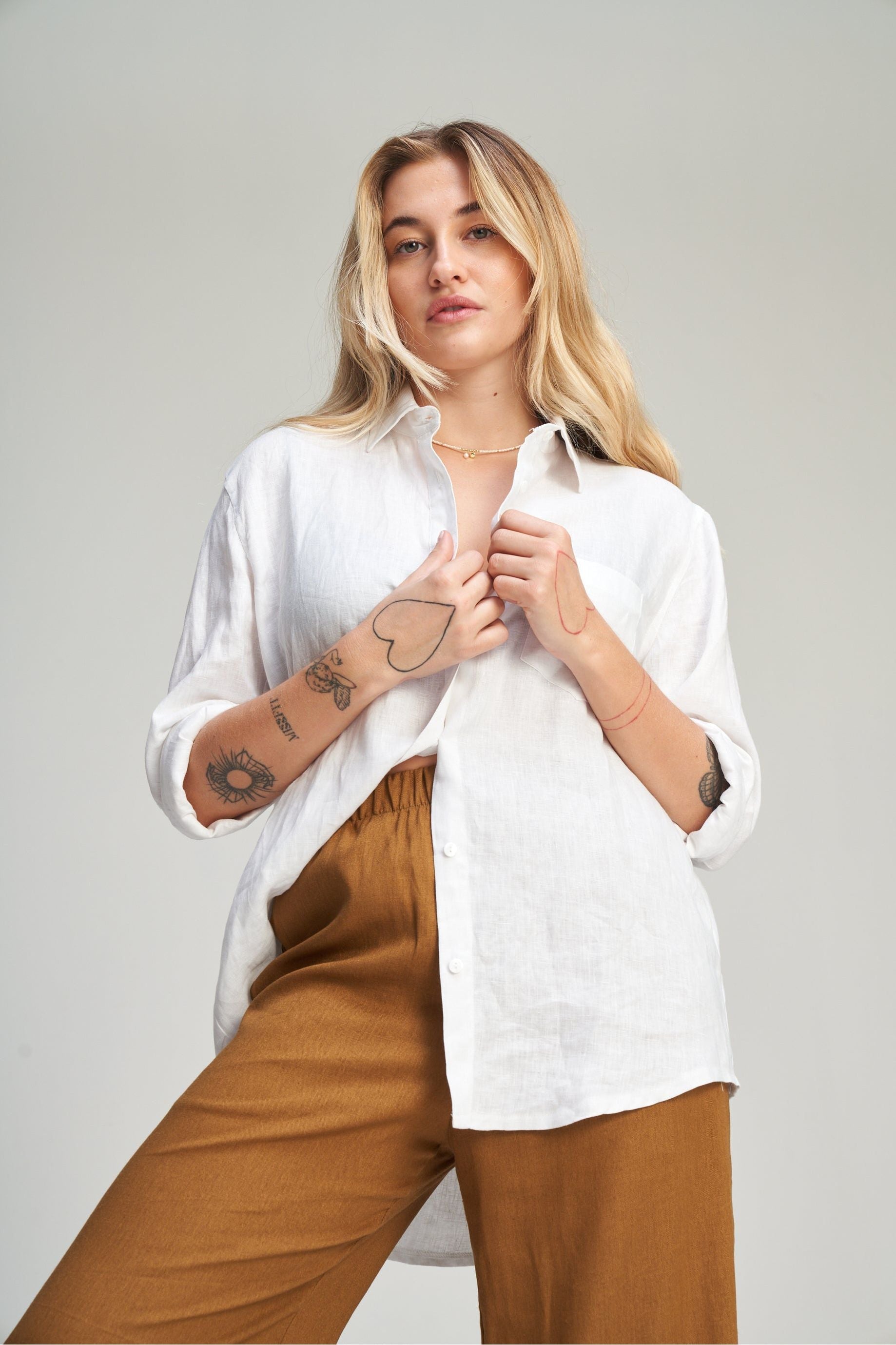 Linen Dad Shirt - White